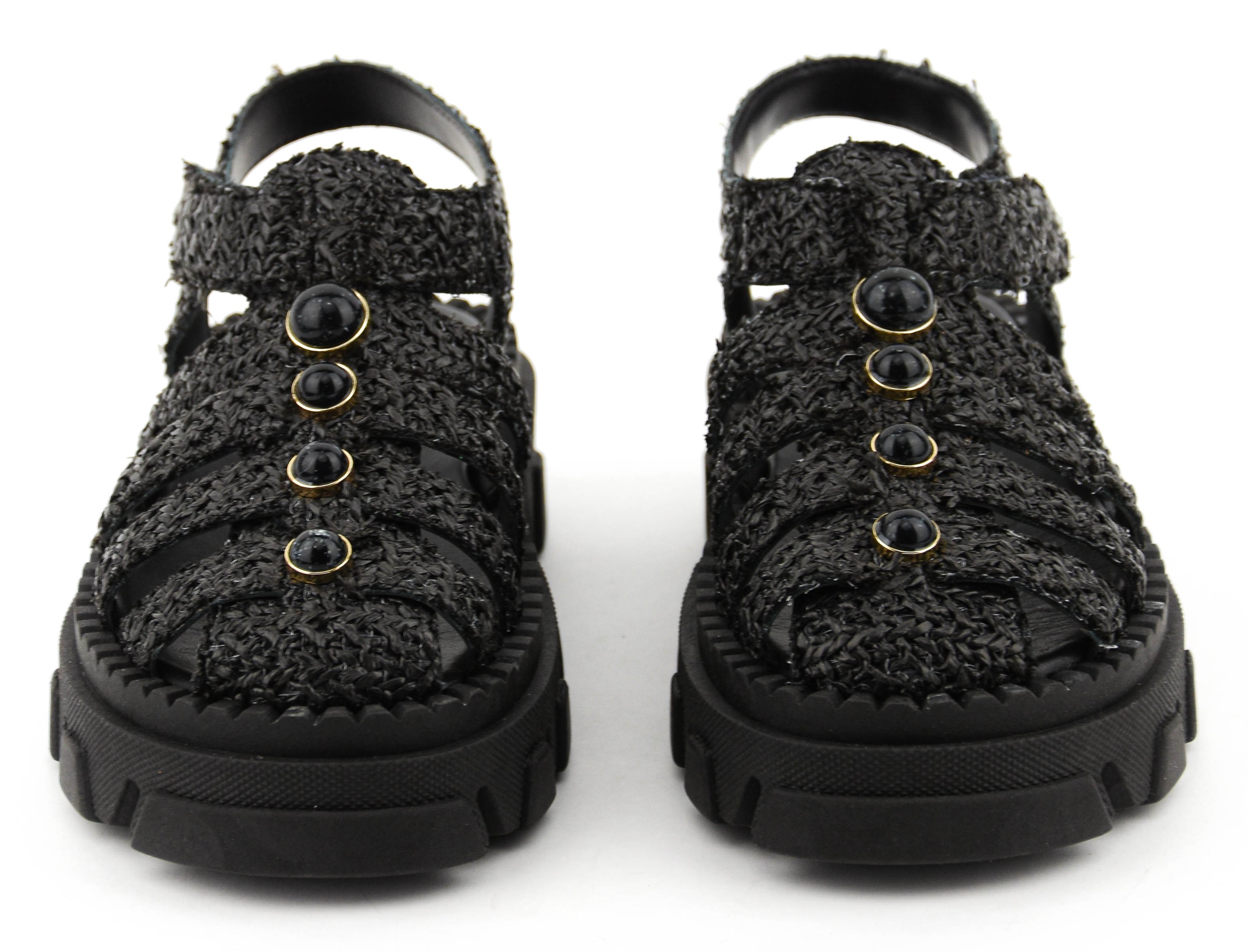 MAKRIS RAFFIA SANDAL BLACK