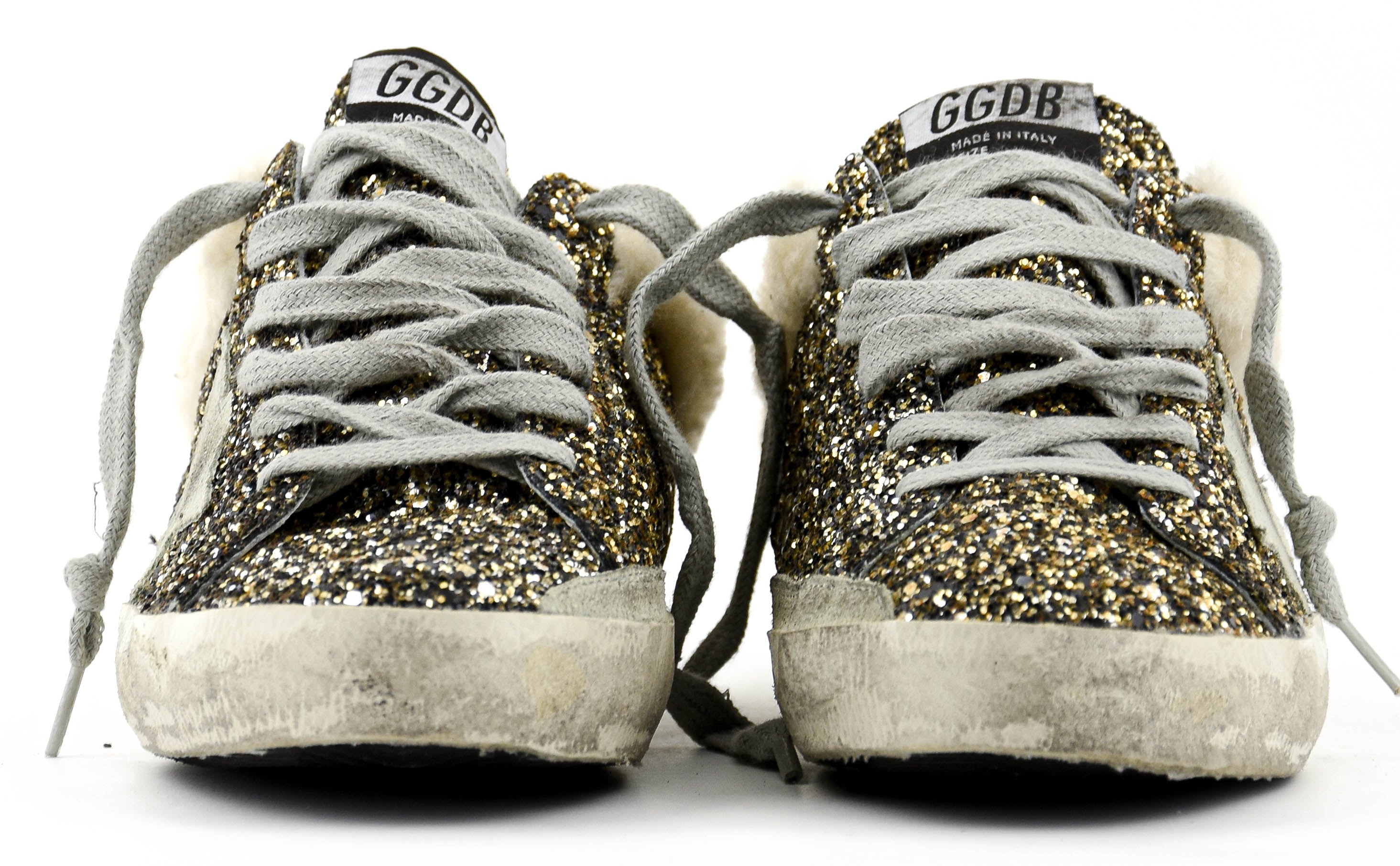 GOLDEN GOOSE SUPERSTAR SABOT BLACK GOLD GLITTER