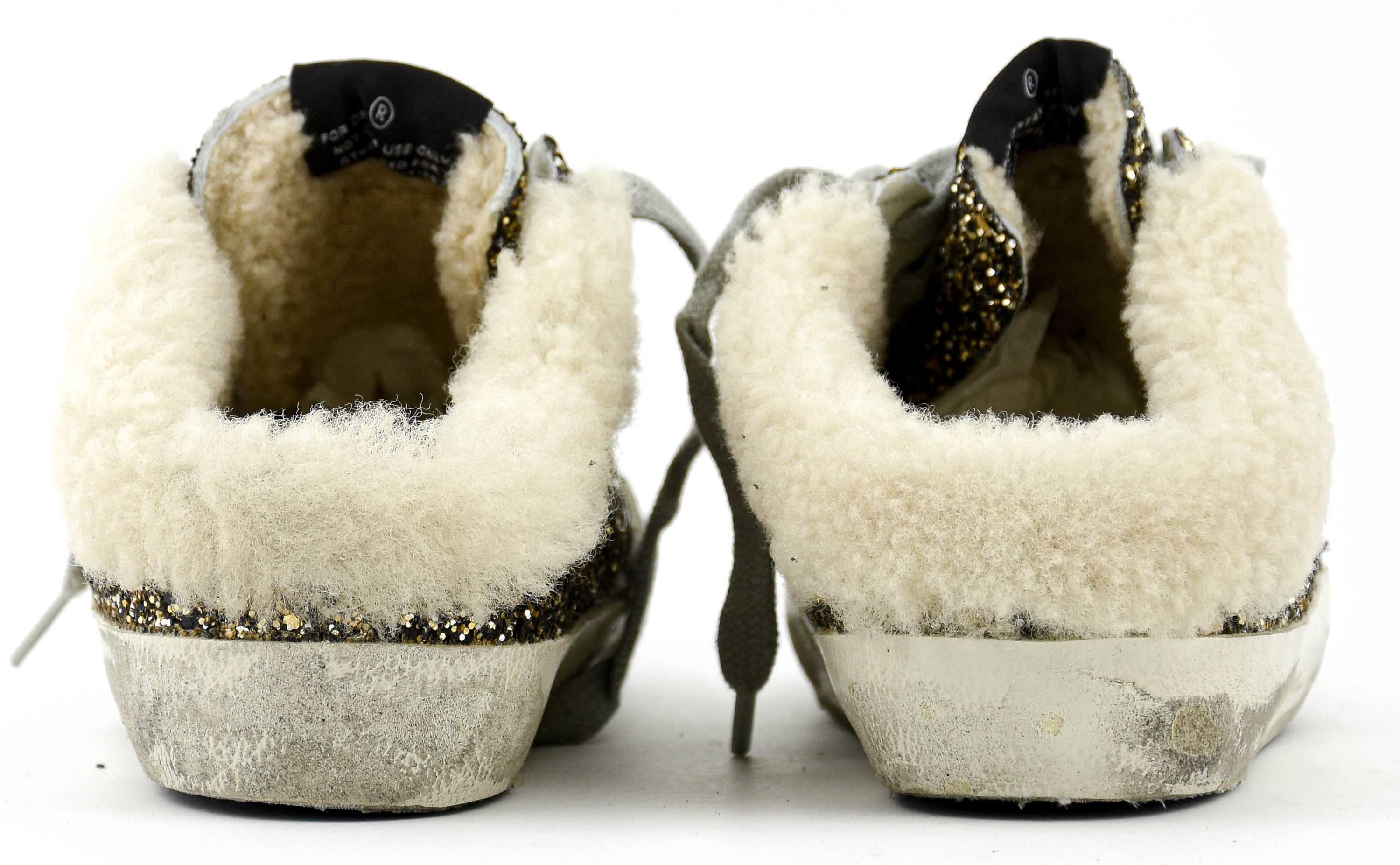 GOLDEN GOOSE SUPERSTAR SABOT BLACK GOLD GLITTER