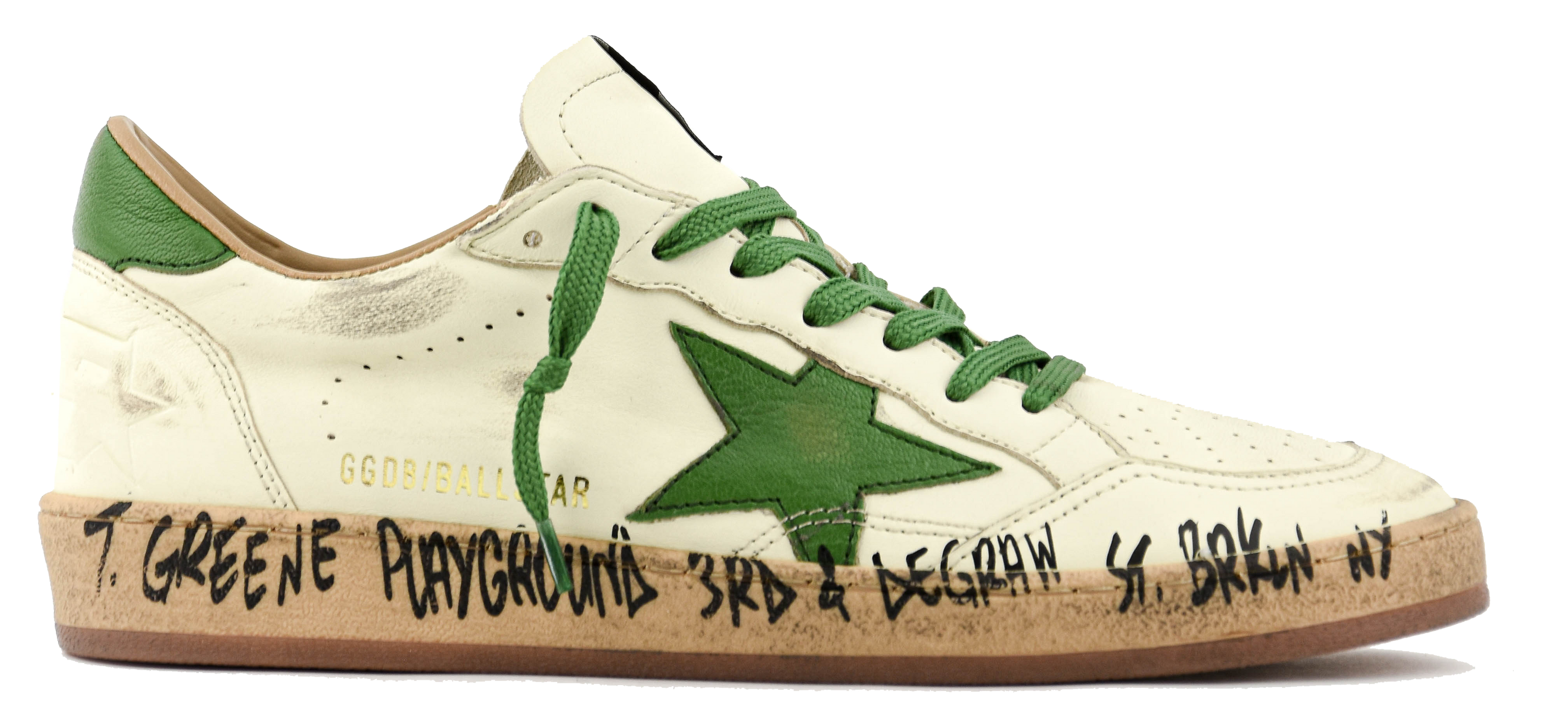 GOLDEN GOOSE BALL STAR WHITE GREEN