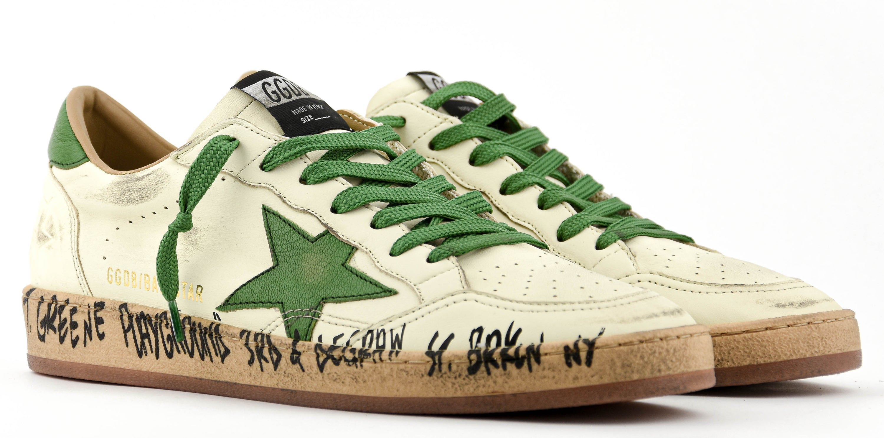 GOLDEN GOOSE BALL STAR WHITE GREEN