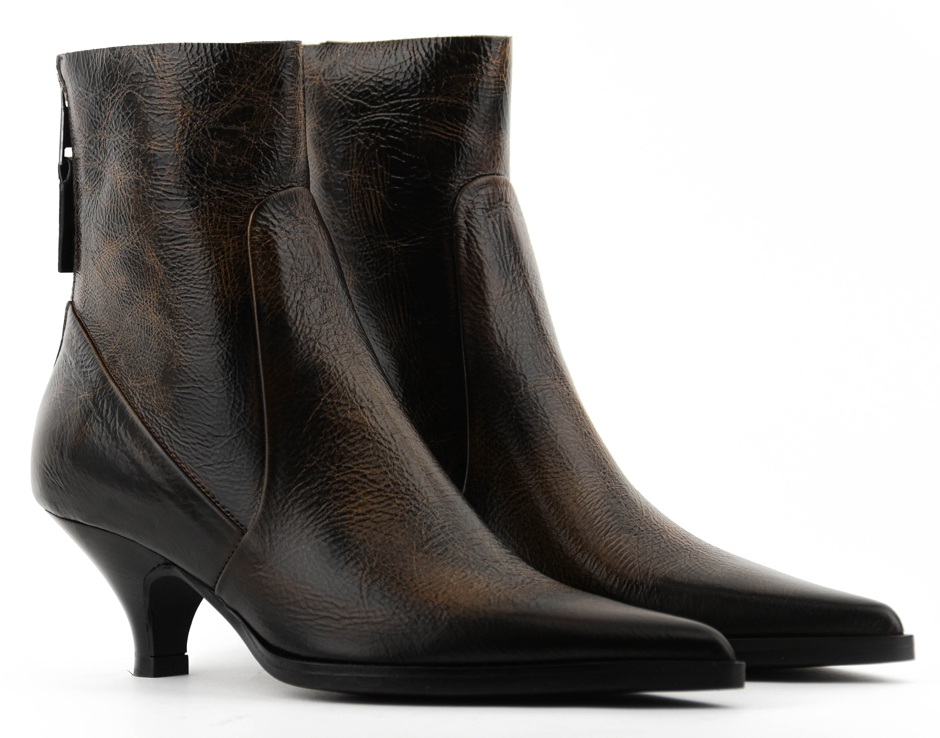 ELENA IACHI SHARP BOOTIE VINTAGE BROWN