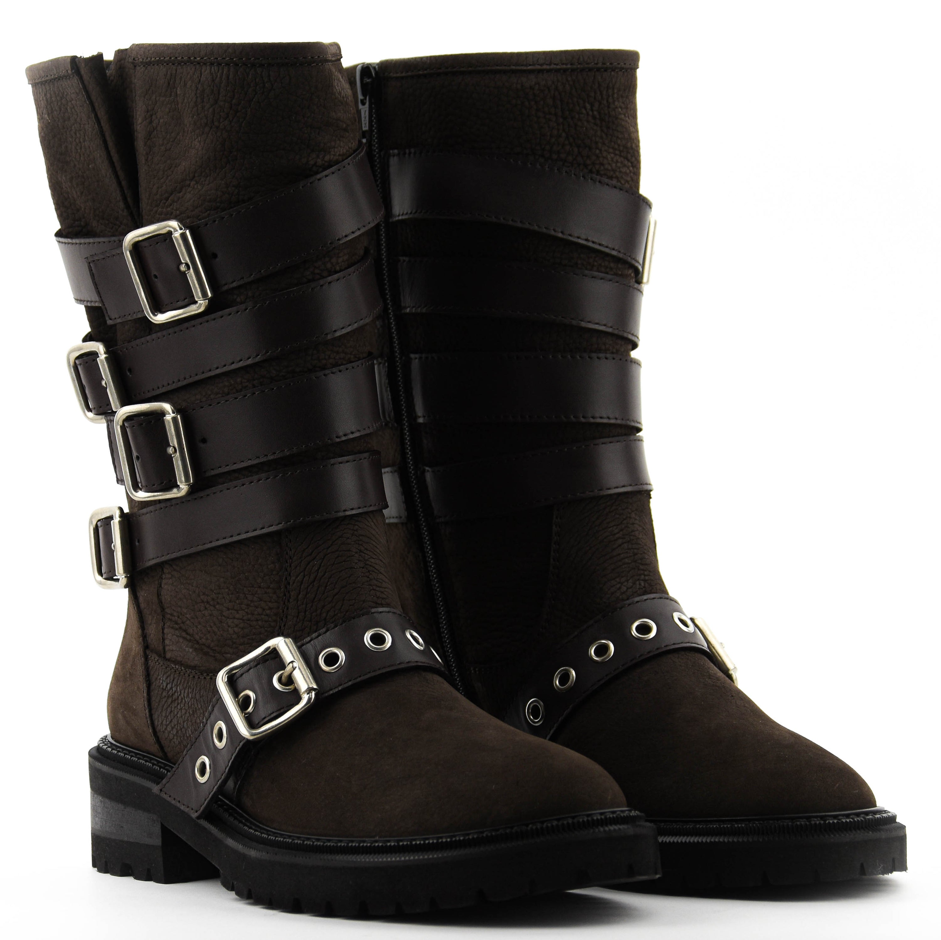 PAUL WARMER MULTI BUCKLE BIKER BROWN
