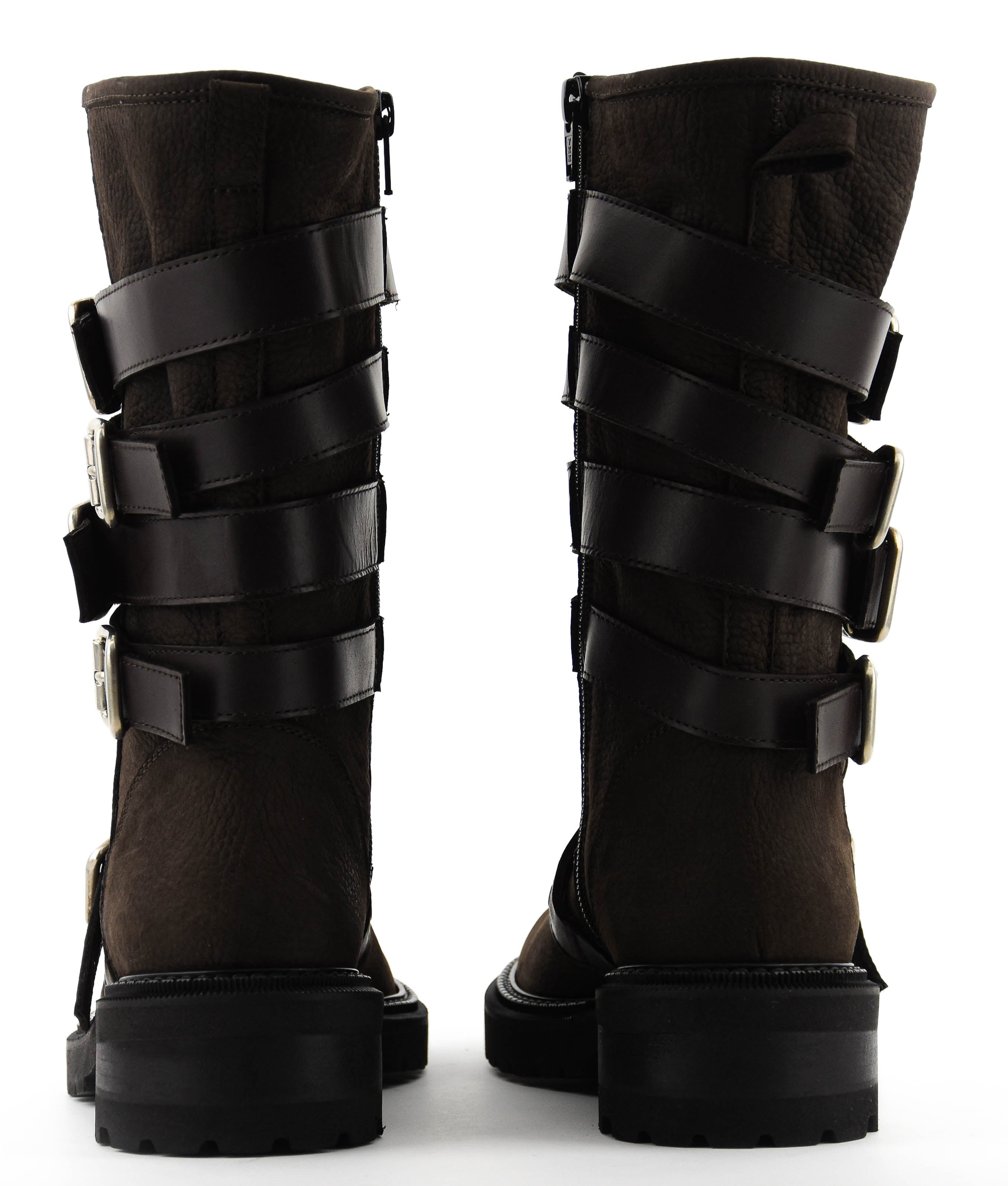 PAUL WARMER MULTI BUCKLE BIKER BROWN