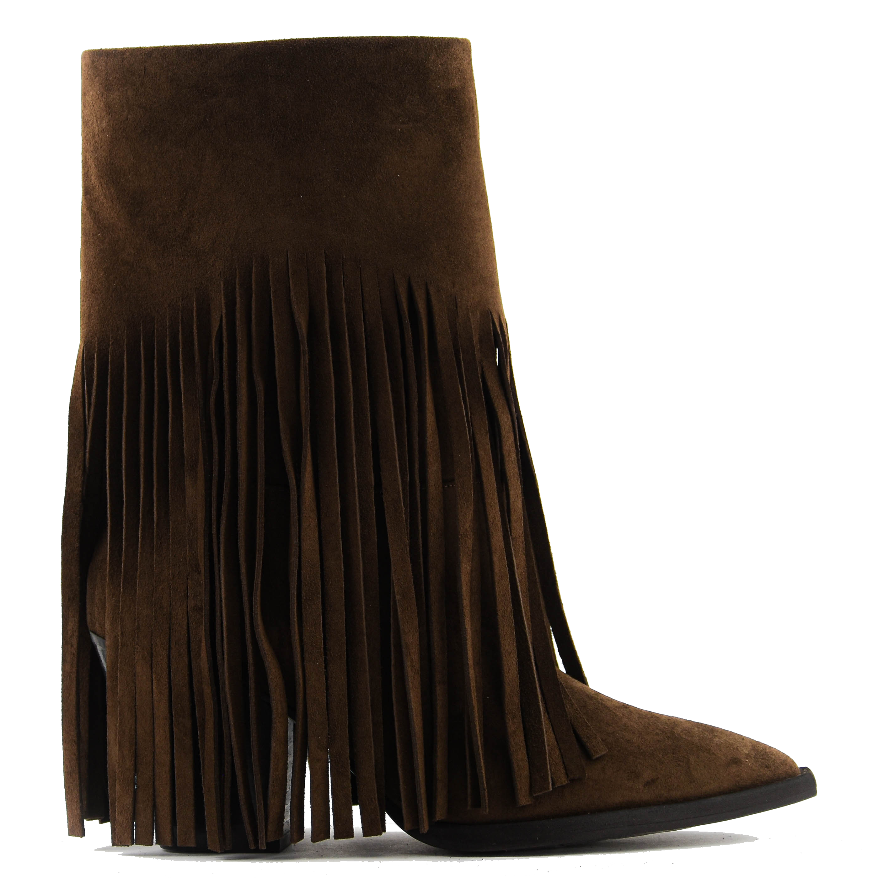 TORAL DONNA BASKET SUEDE FRINGE BOOT BROWN
