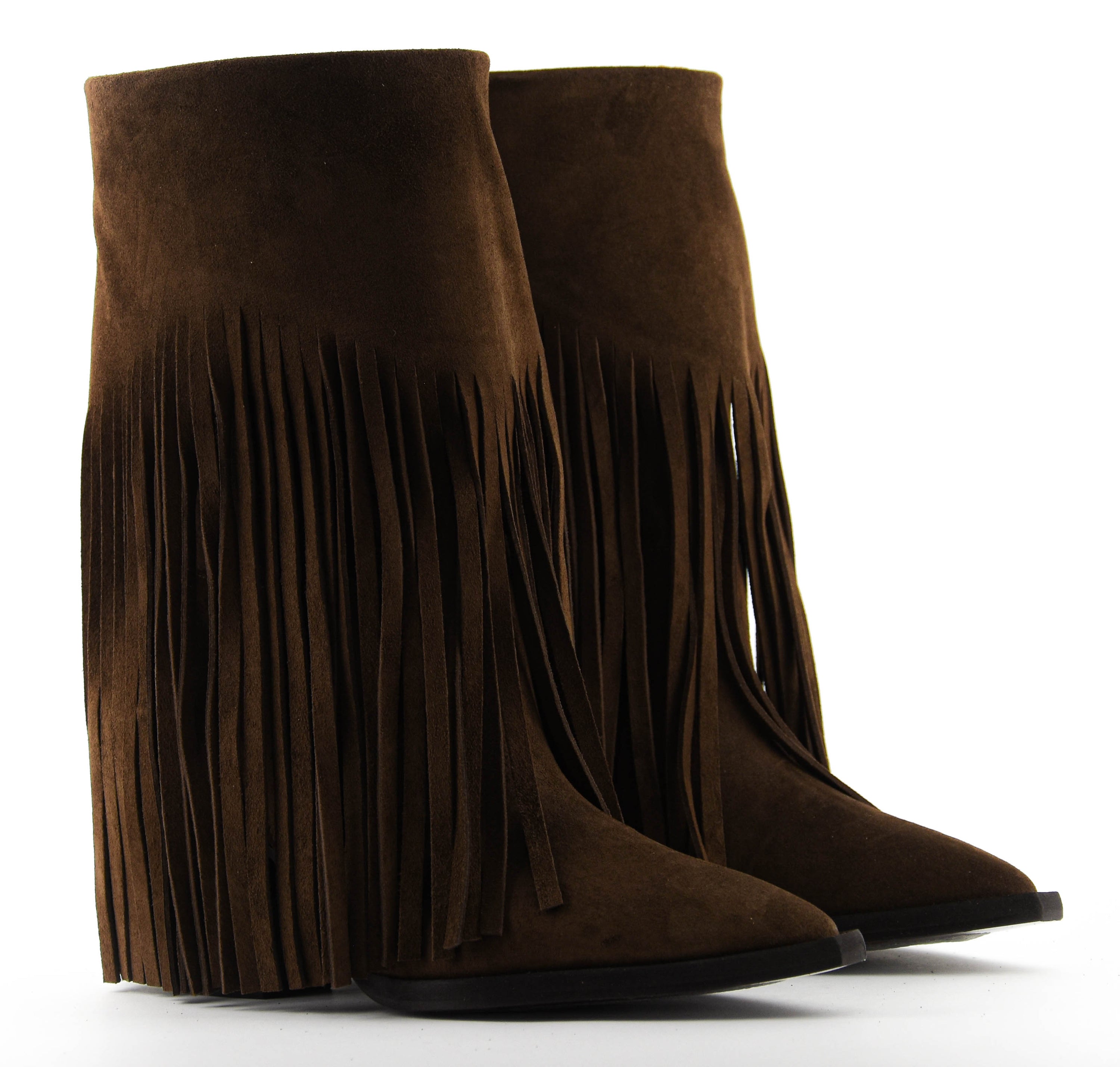 TORAL DONNA BASKET SUEDE FRINGE BOOT BROWN