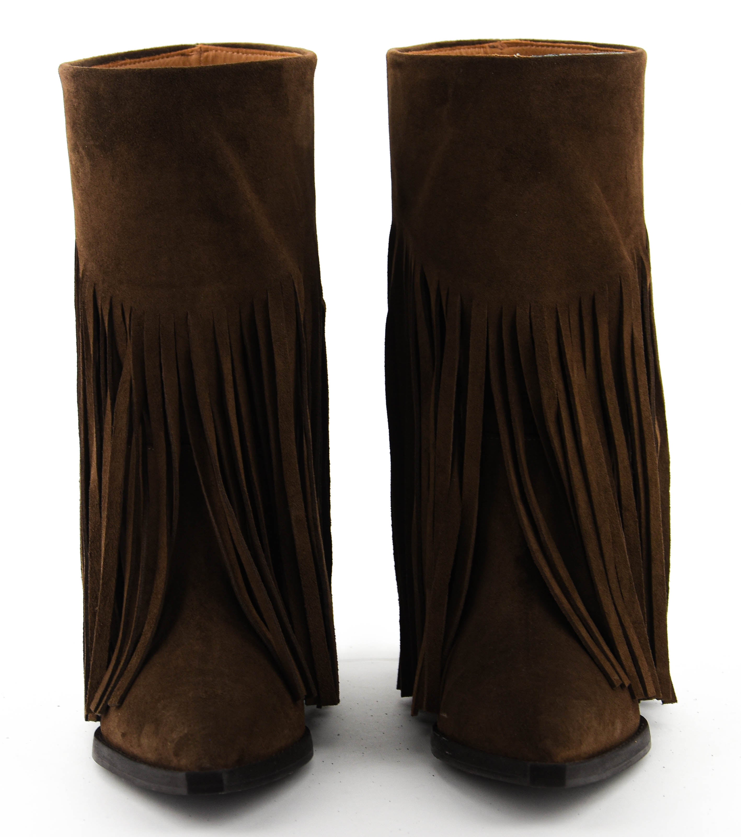 TORAL DONNA BASKET SUEDE FRINGE BOOT BROWN