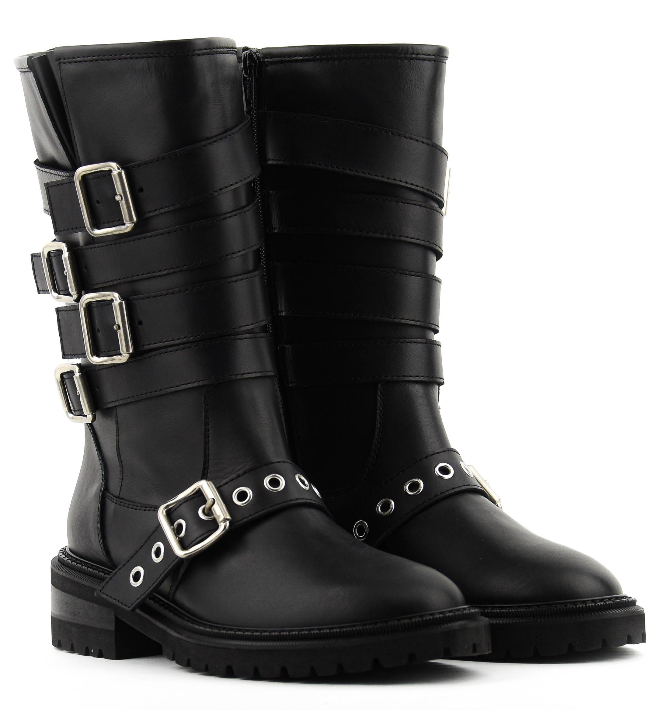 PAUL WARMER MULTI BUCKLE BIKER BLACK
