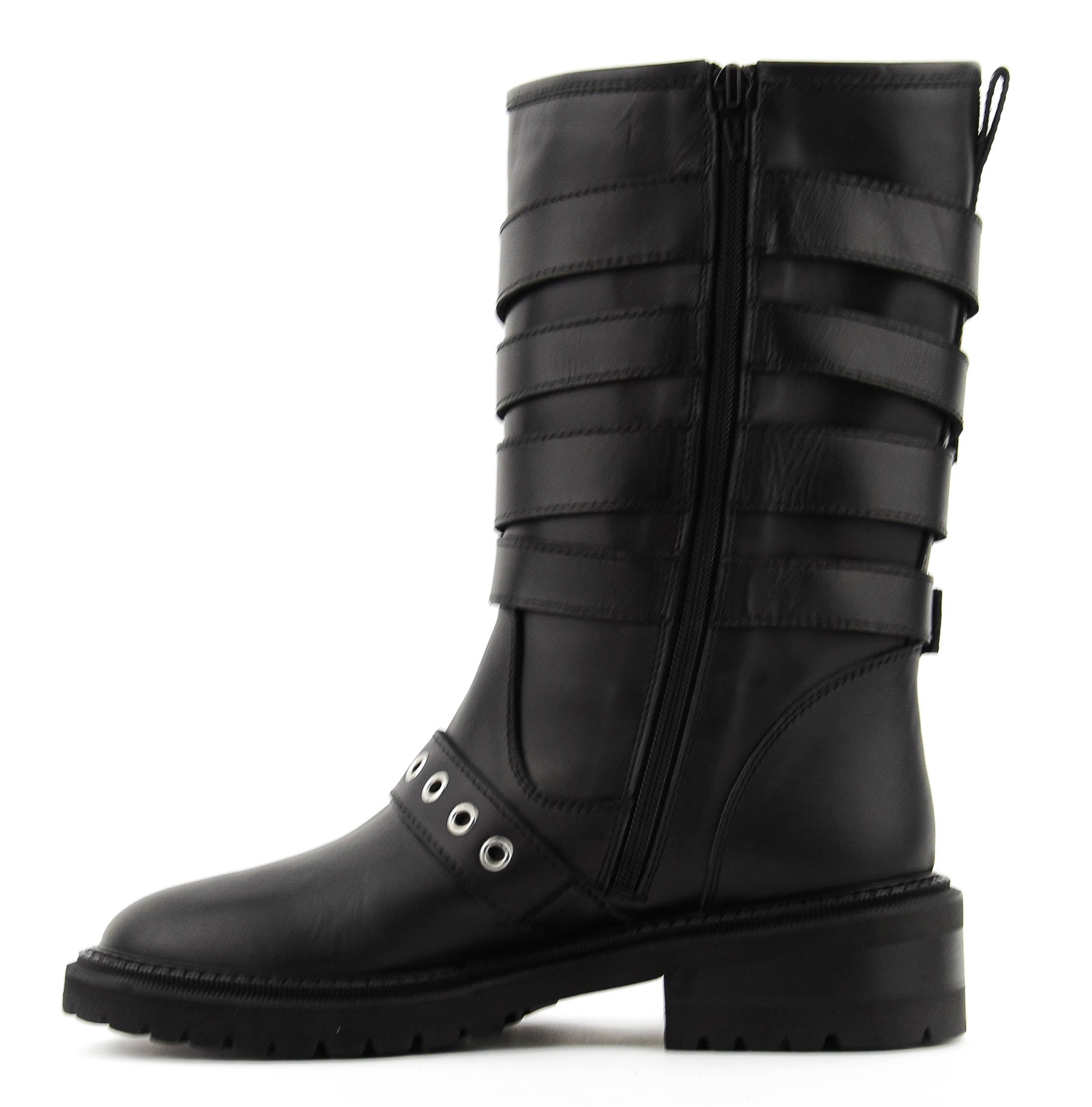 PAUL WARMER MULTI BUCKLE BIKER BLACK