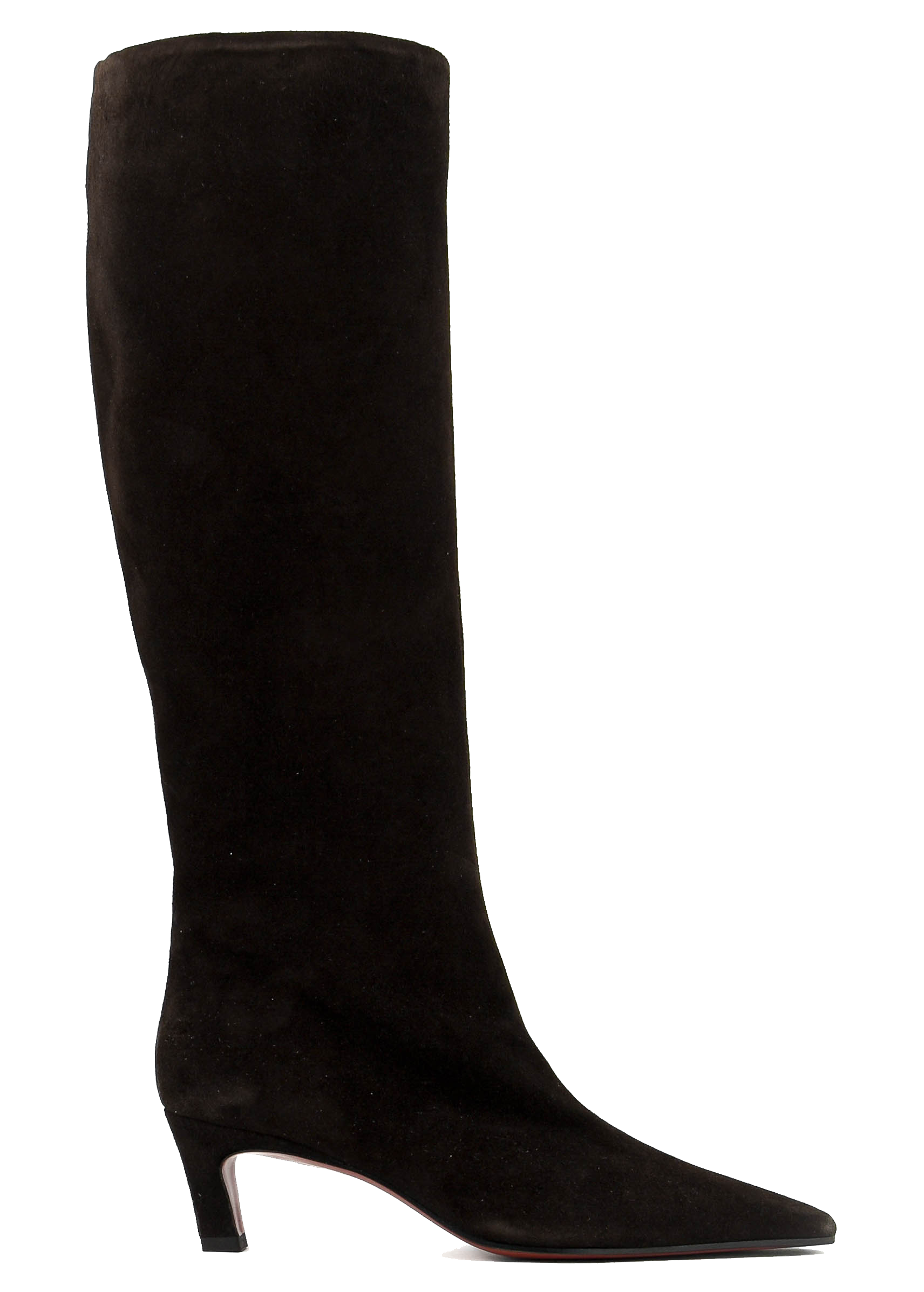 PAUL WARMER BOOT KITTEN HEEL DARK BROWN SUEDE