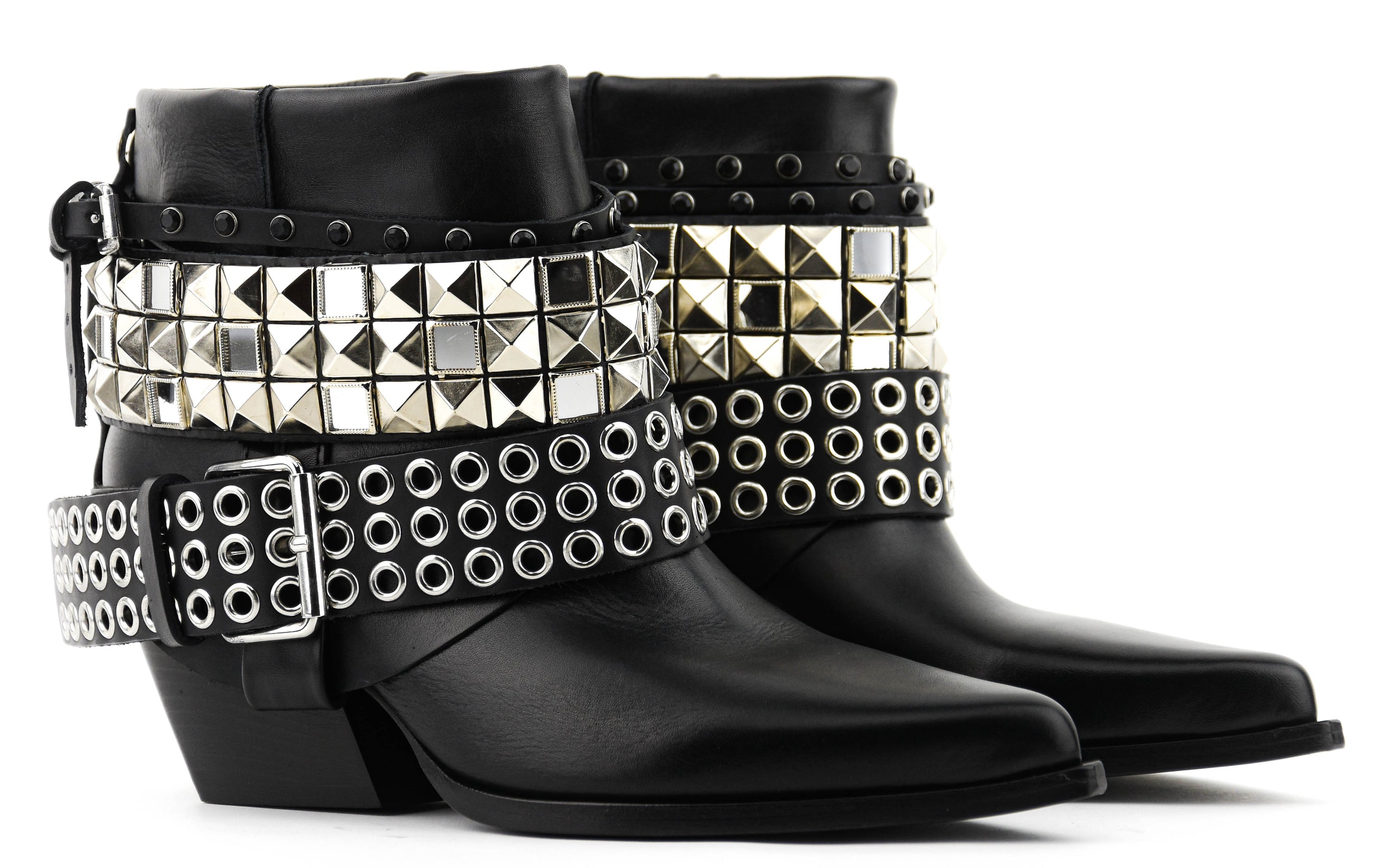 ELENA IACHI ARMOURED BOOTIE BLACK