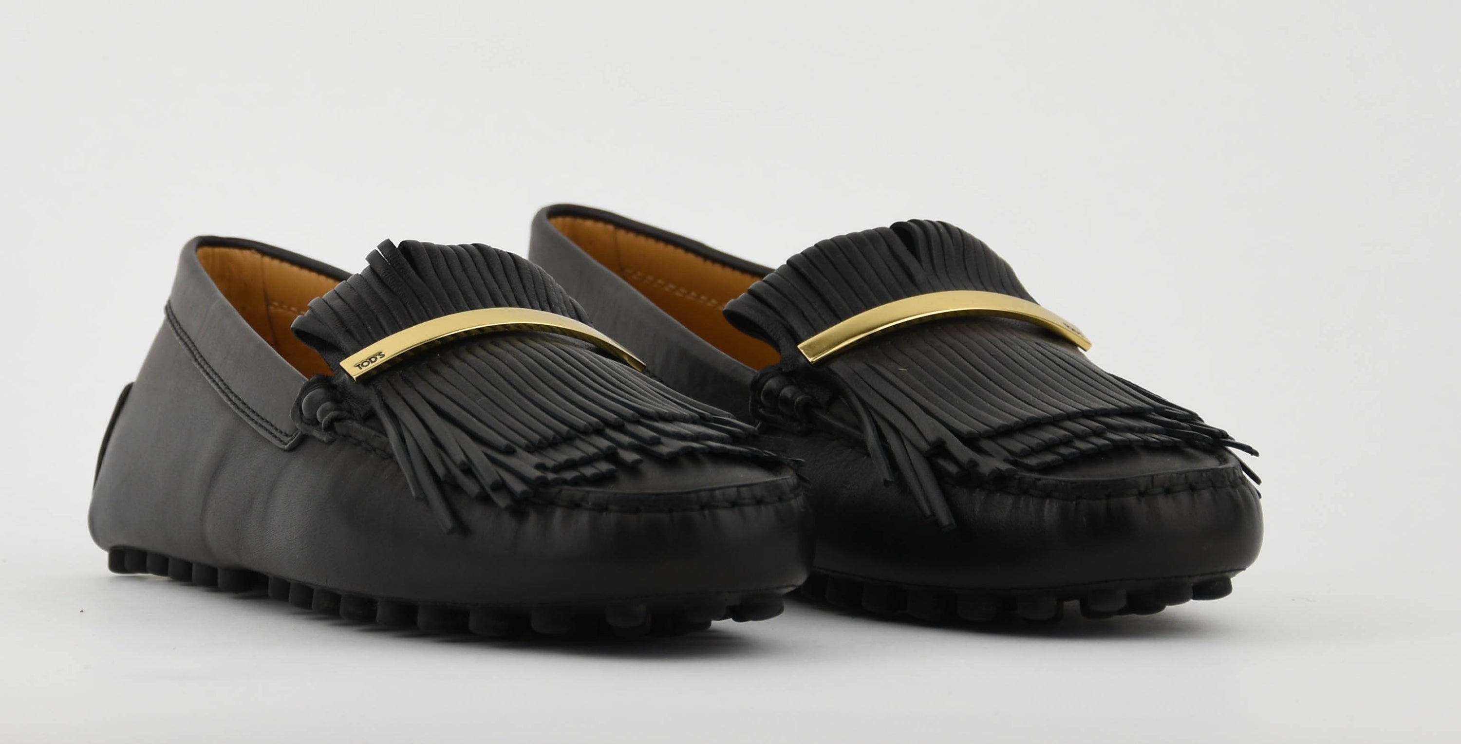 TOD'S  MOCCASINE FRINGES BLACK