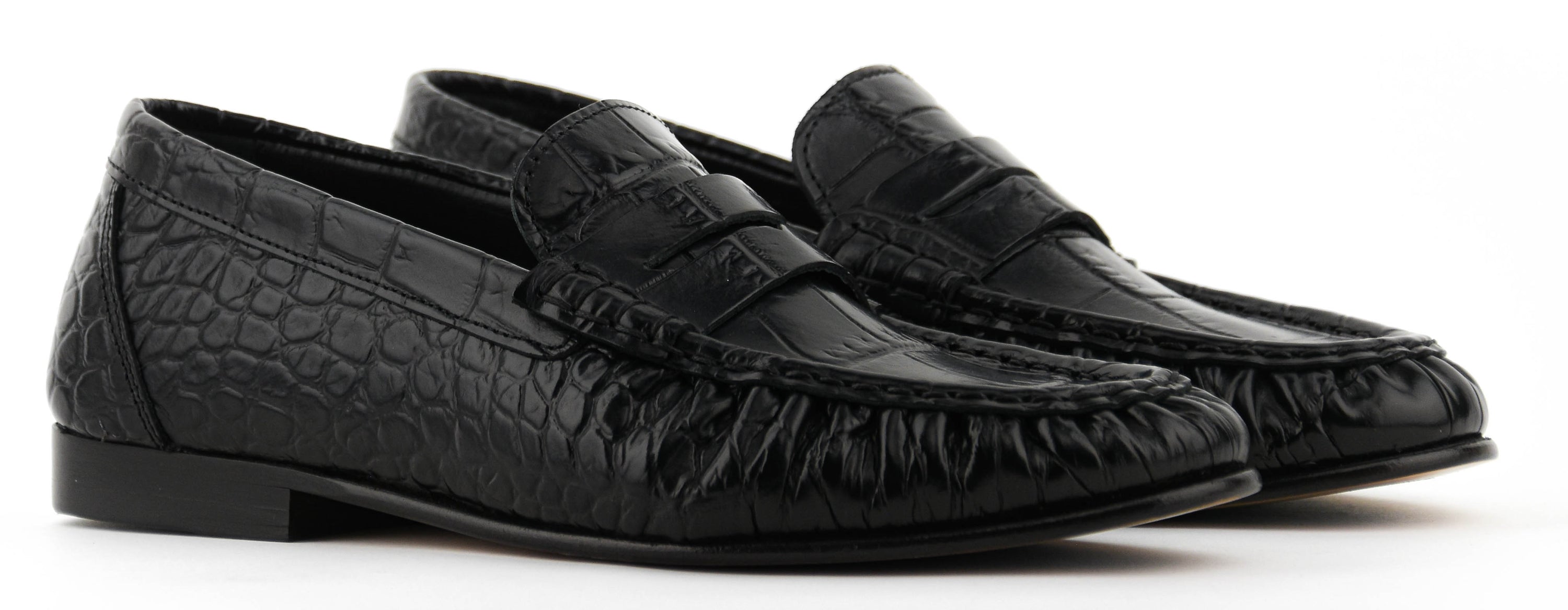 POSA LOAFER WRINKLE CROC BLACK