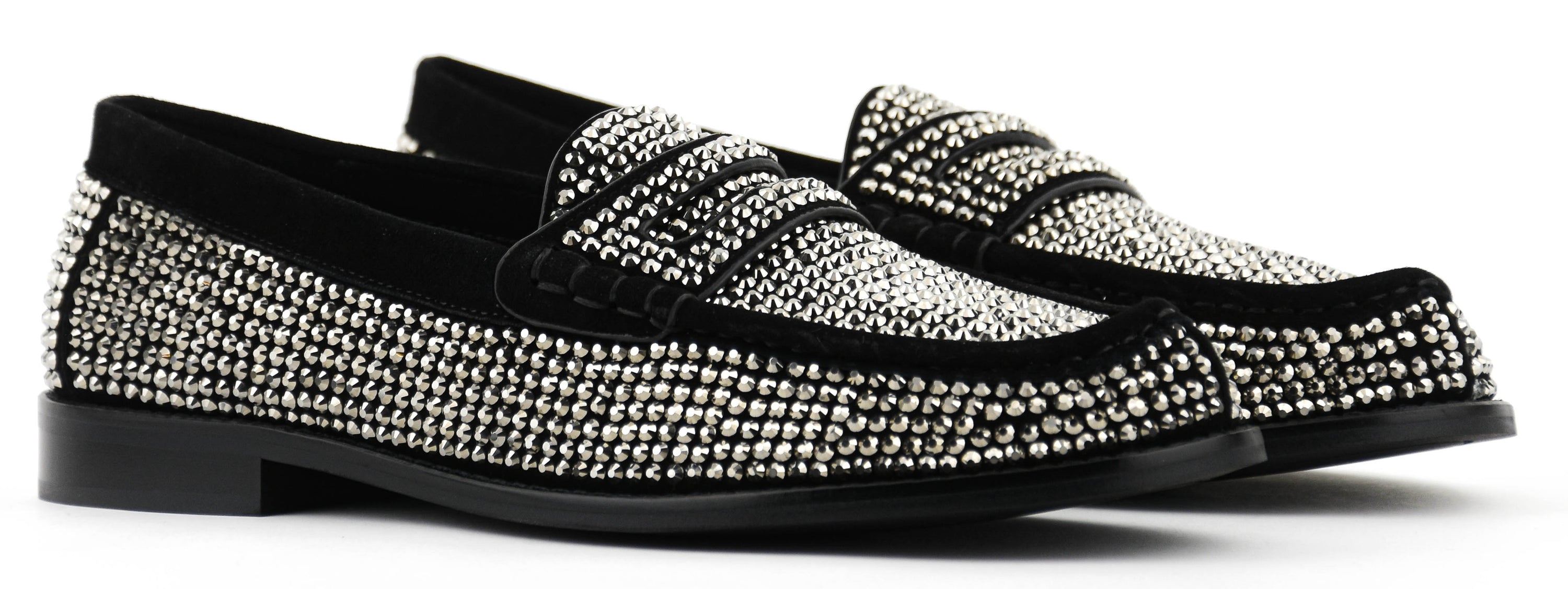LOLA CRUZ CRYSTAL LOAFER BLACK