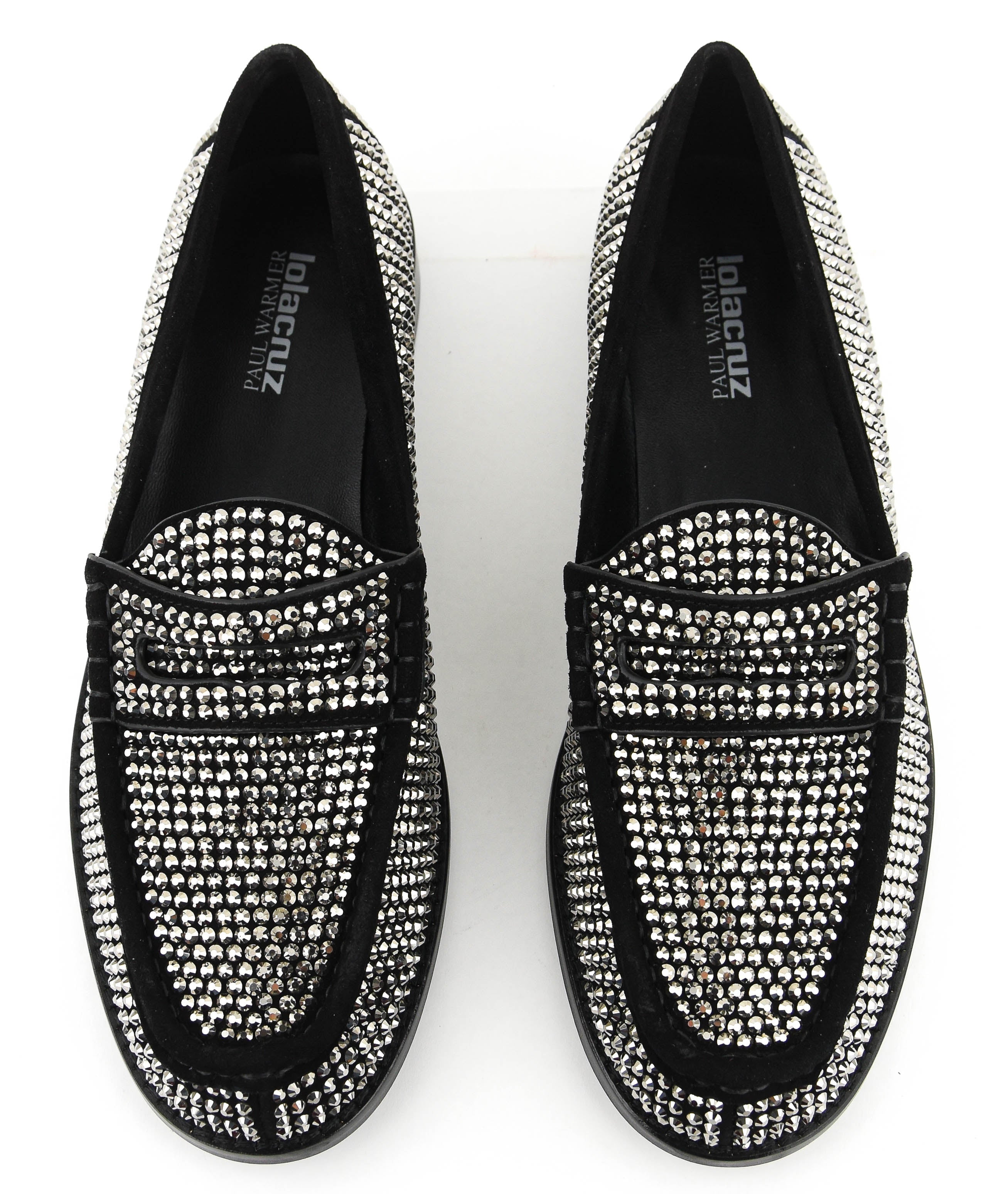 LOLA CRUZ CRYSTAL LOAFER BLACK
