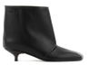 Black ankle boot with a slight heel on a white background