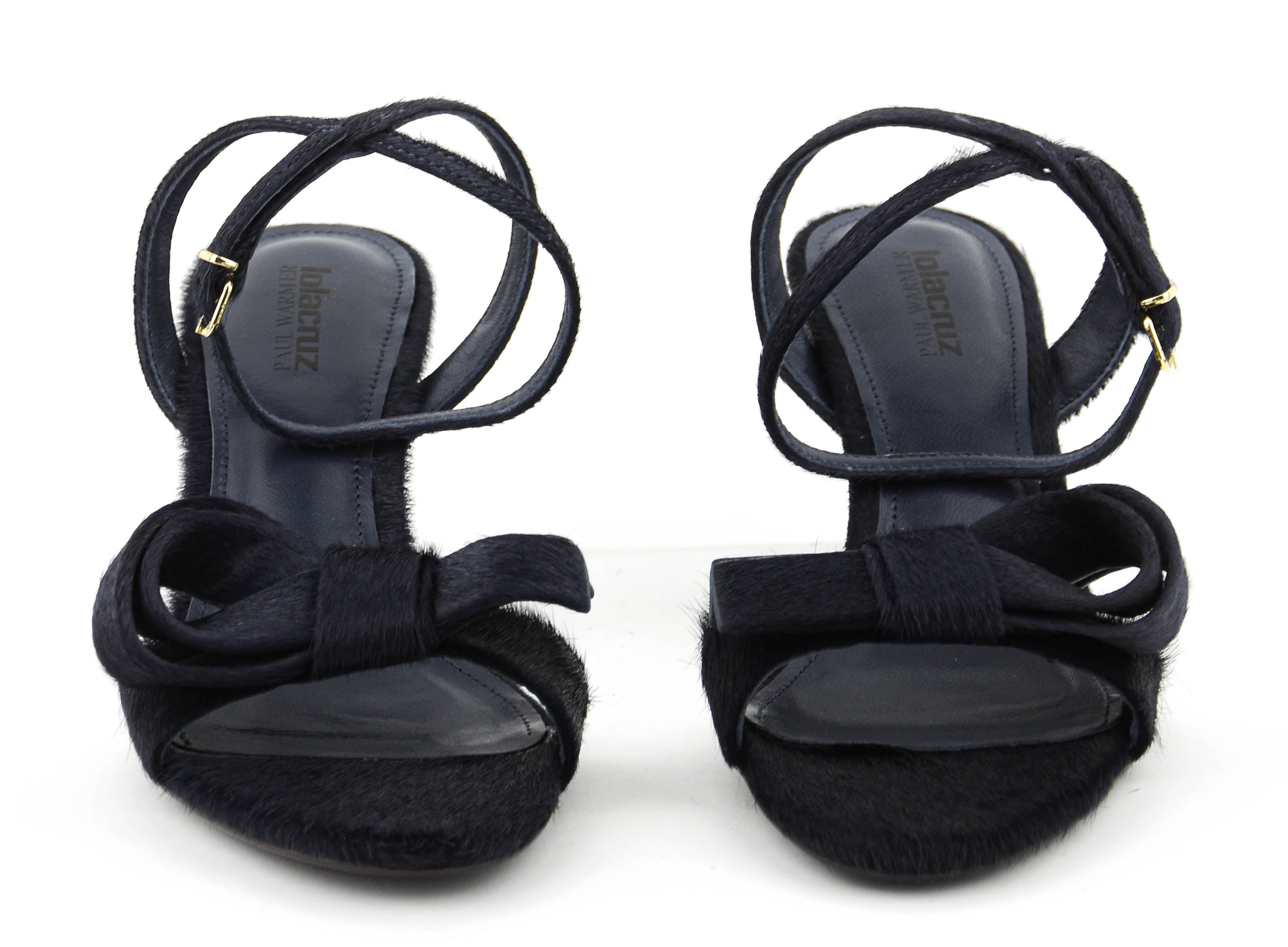 LOLA CRUZ SANDAL NAVY PONY