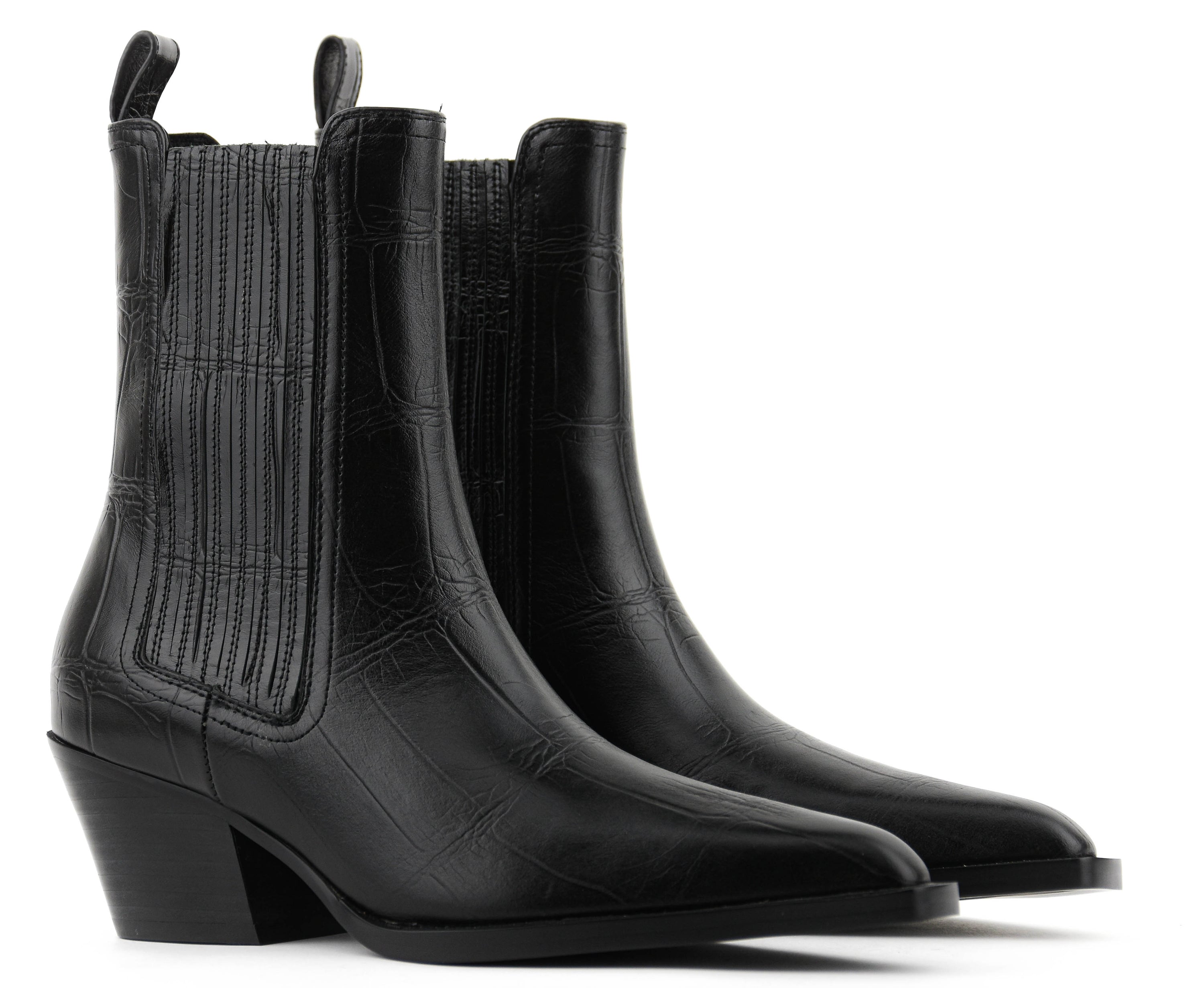 LOLA CRUZ CHELSEA WESTERN BLACK CROC
