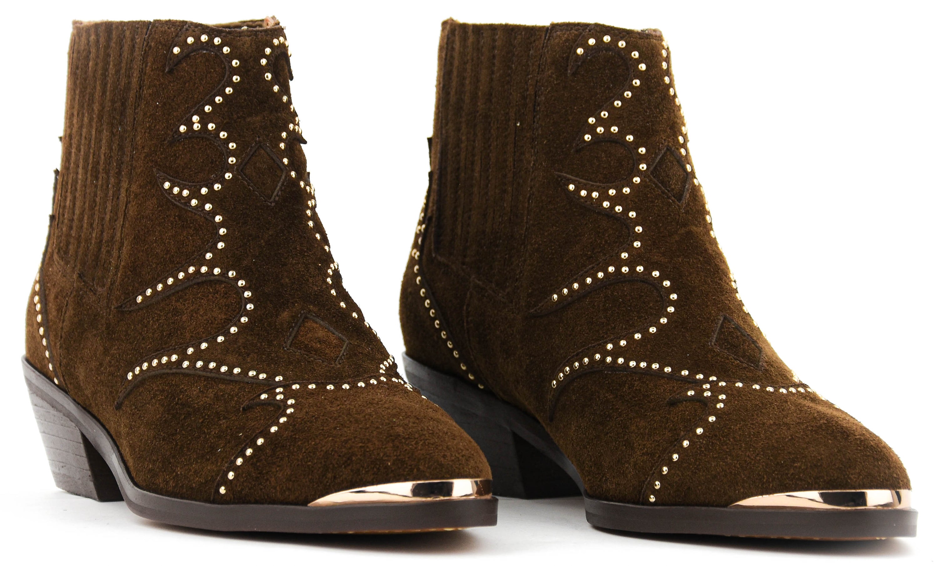 TORAL SONIA STUDS BOOTIE BROWN SUEDE