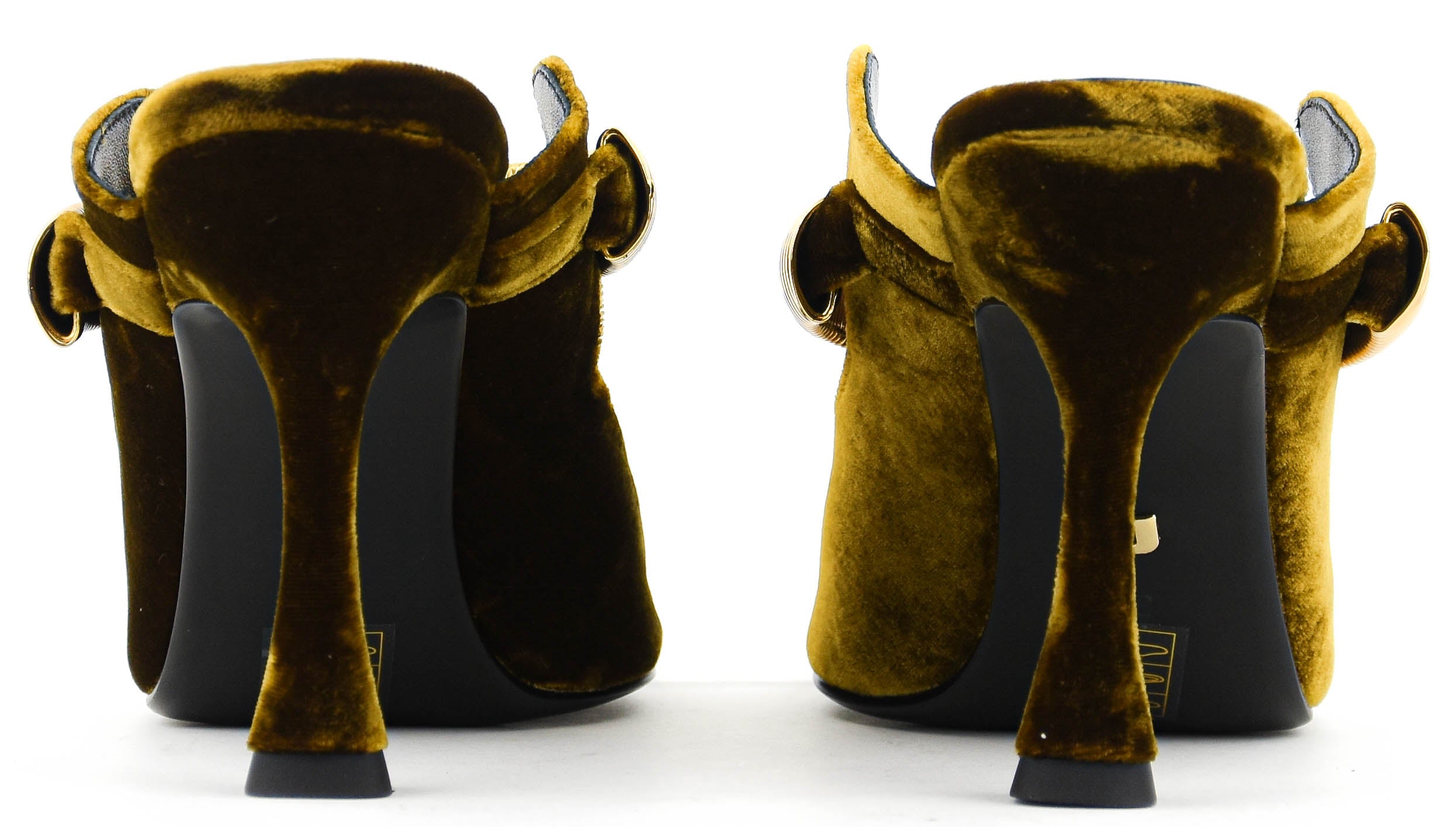 LOLA CRUZ AXELA MULES 95 OCHRE VELVET