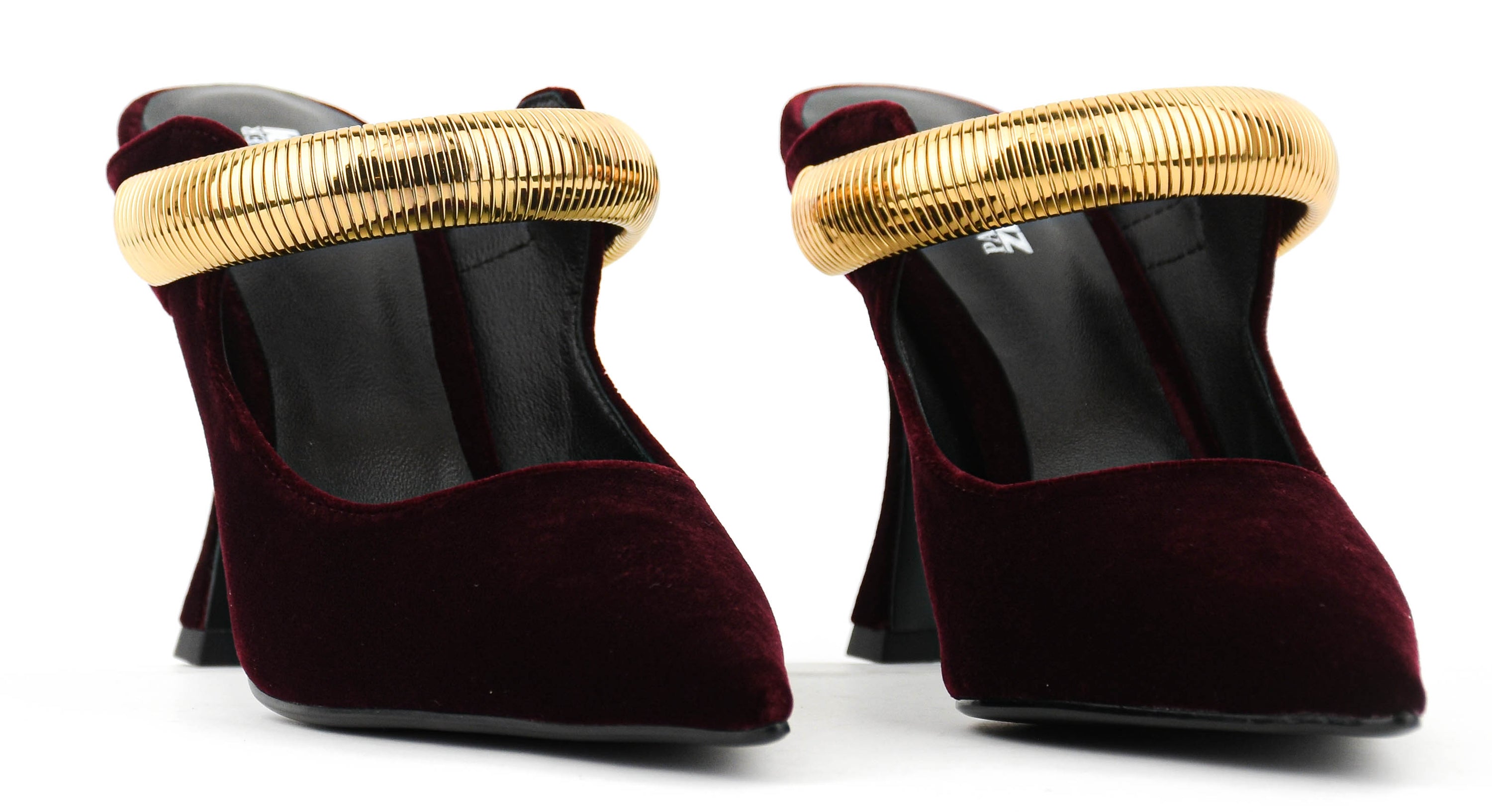 LOLA CRUZ AXELA MULES 95 BURGUNDY VELVET
