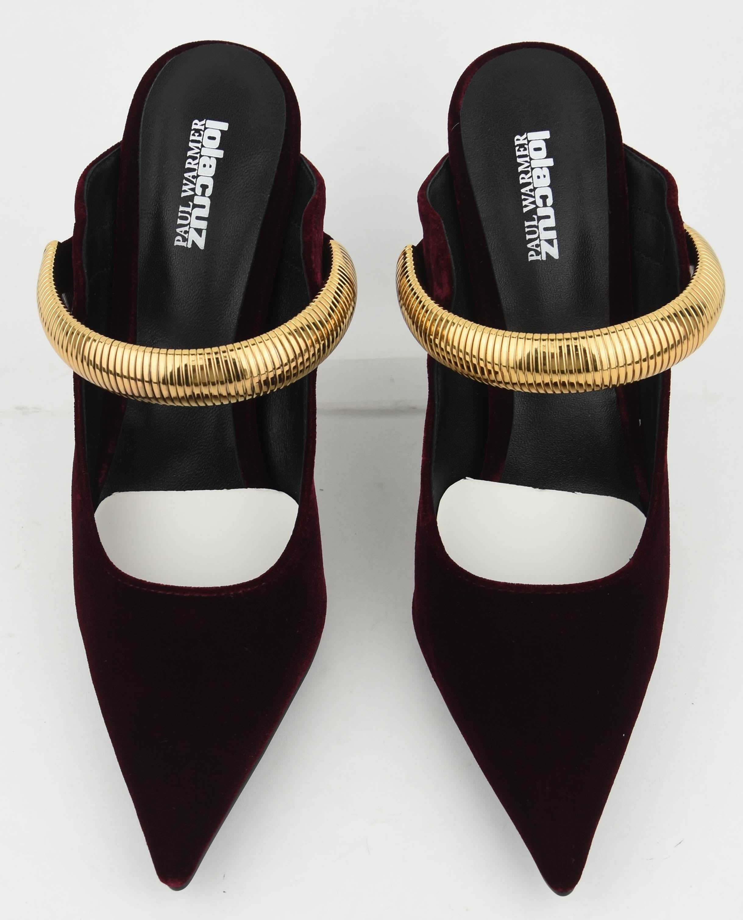 LOLA CRUZ AXELA MULES 95 BURGUNDY VELVET