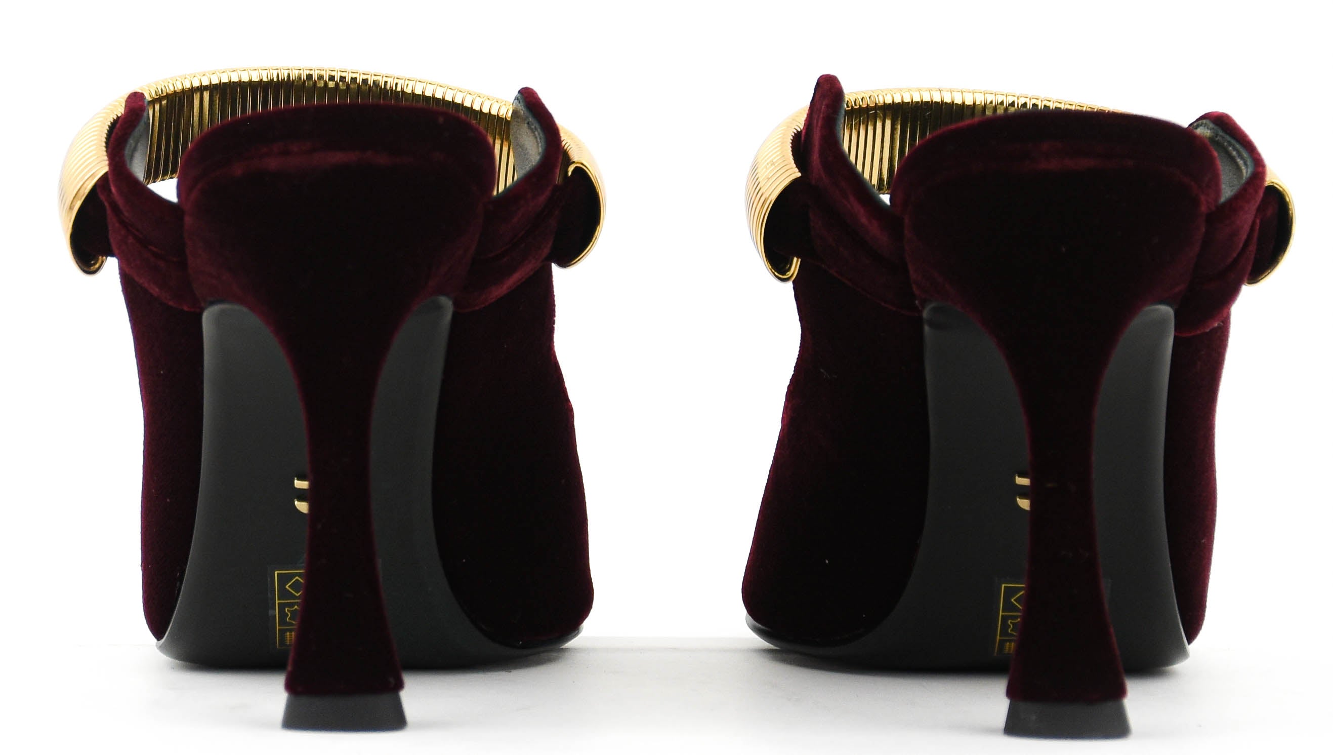 LOLA CRUZ AXELA MULES 95 BURGUNDY VELVET