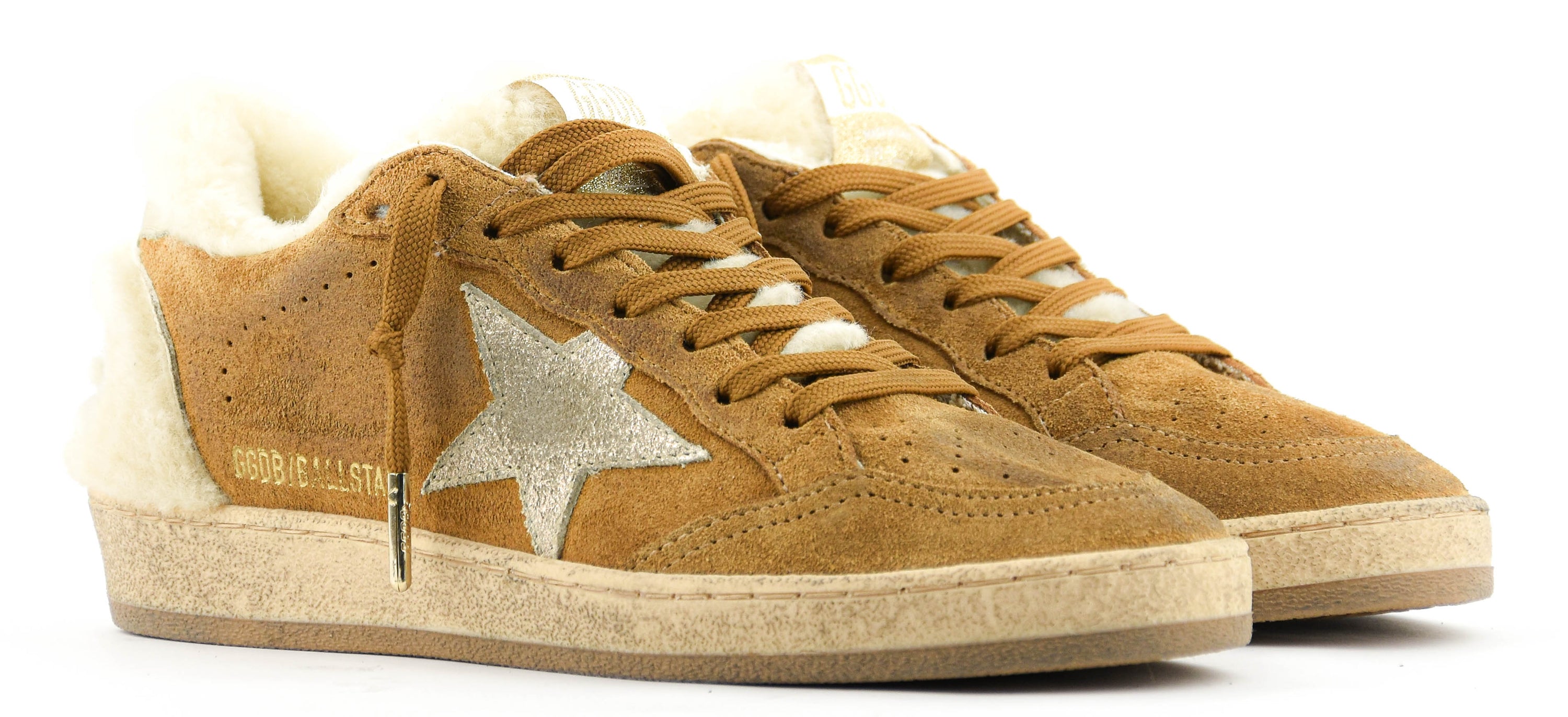 GOLDEN GOOSE BALLSTAR COGNAC SUEDE