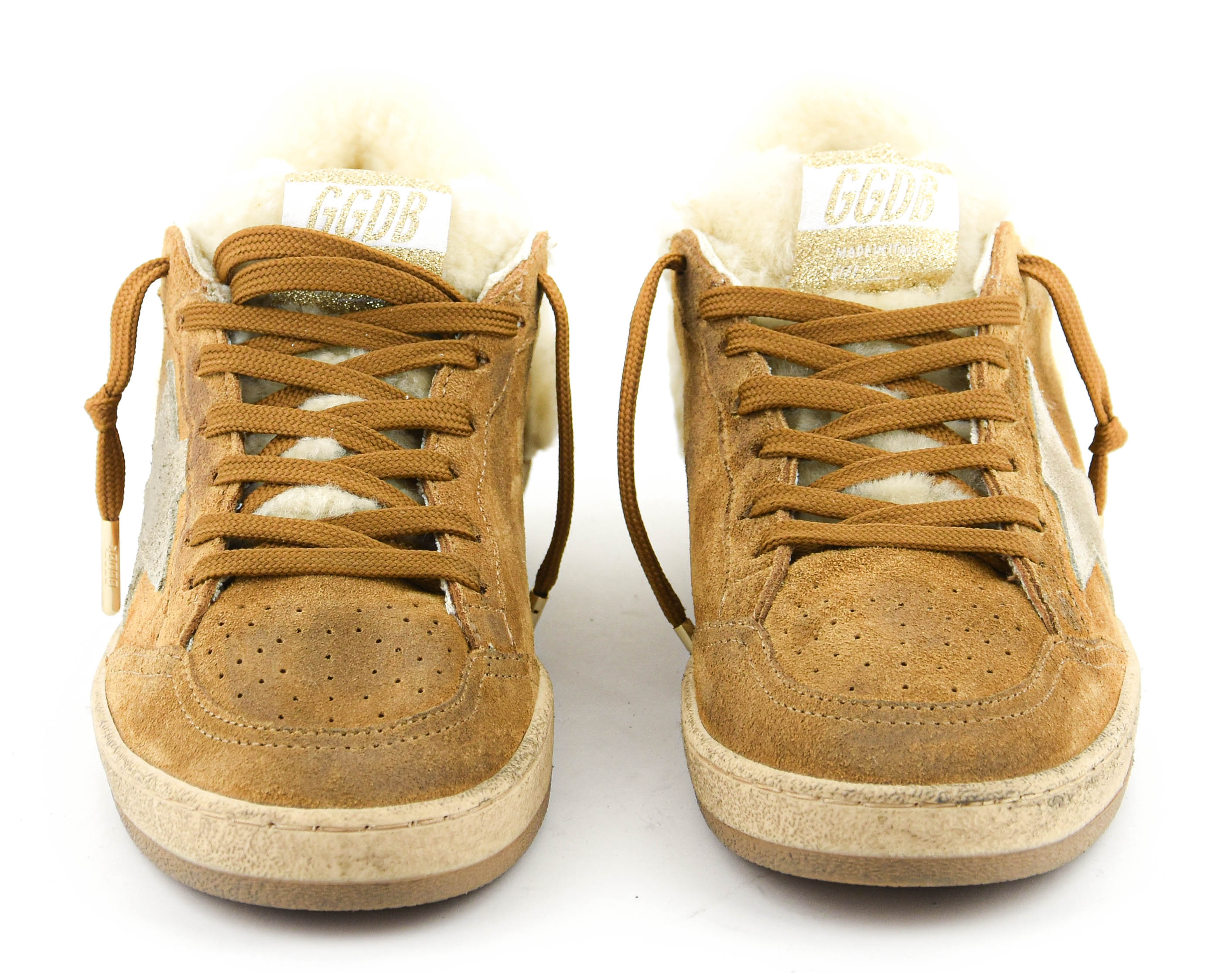 GOLDEN GOOSE BALLSTAR COGNAC SUEDE