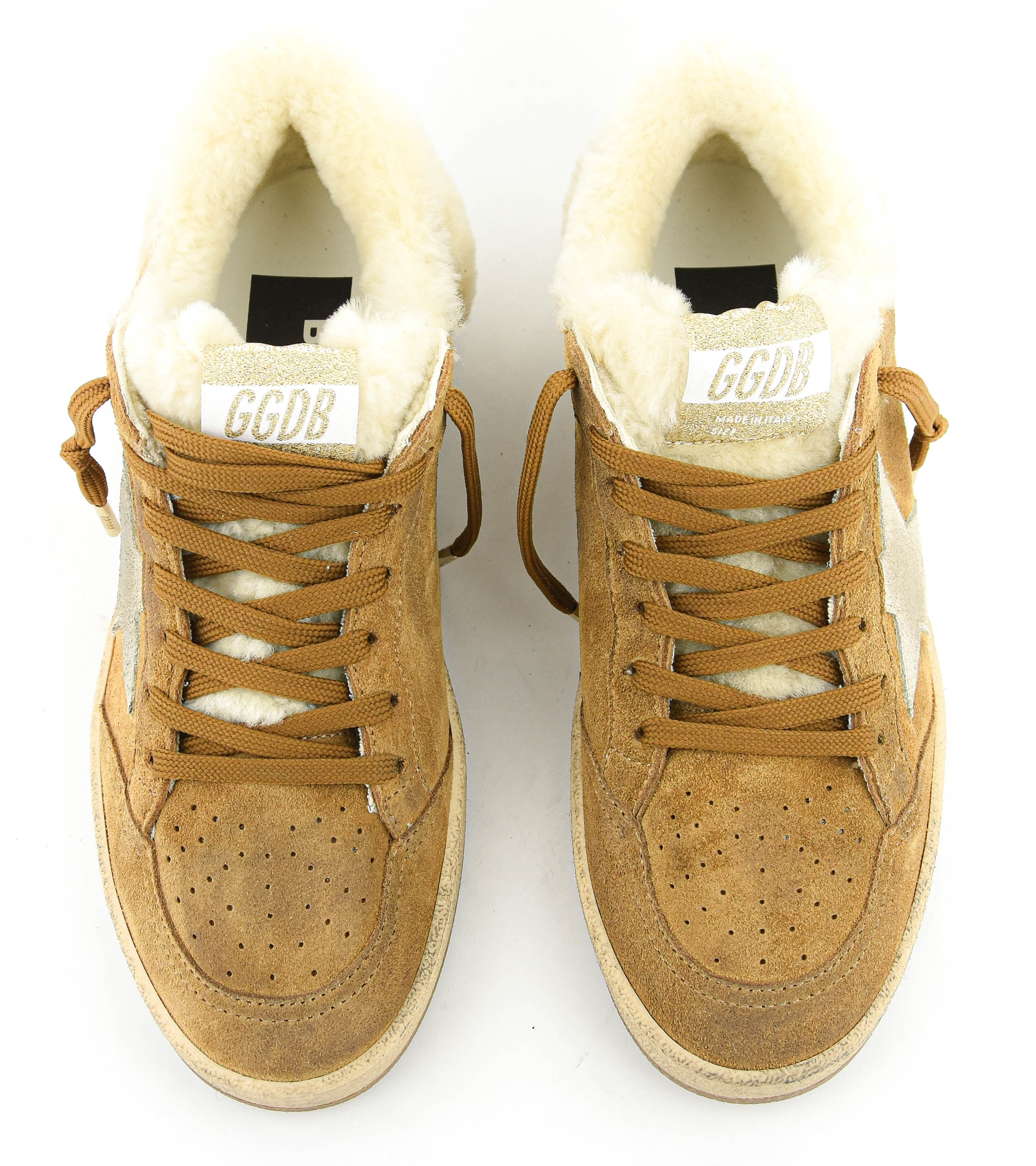 GOLDEN GOOSE BALLSTAR COGNAC SUEDE