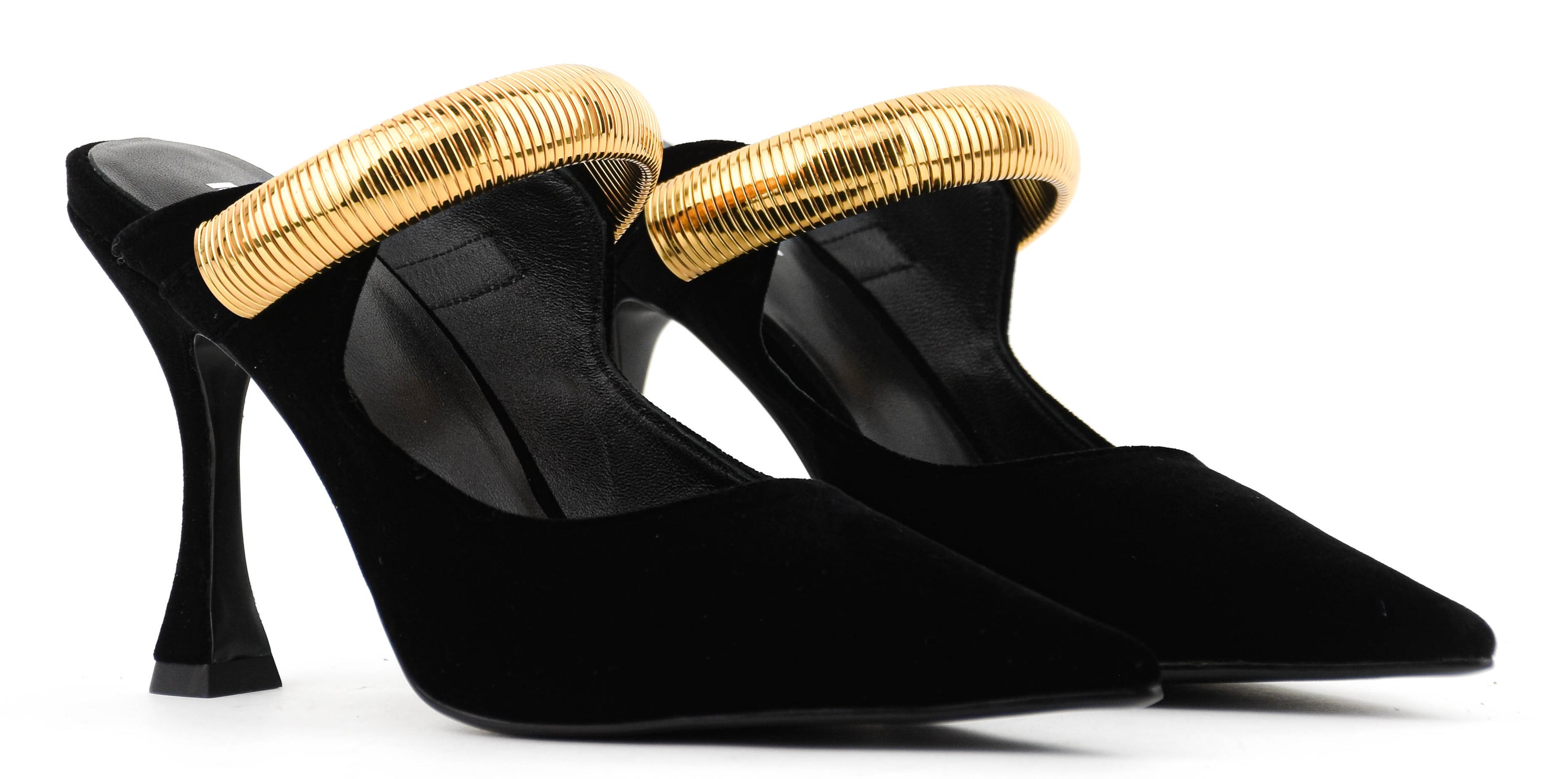 LOLA CRUZ AXELA MULES 95 BLACK VELVET
