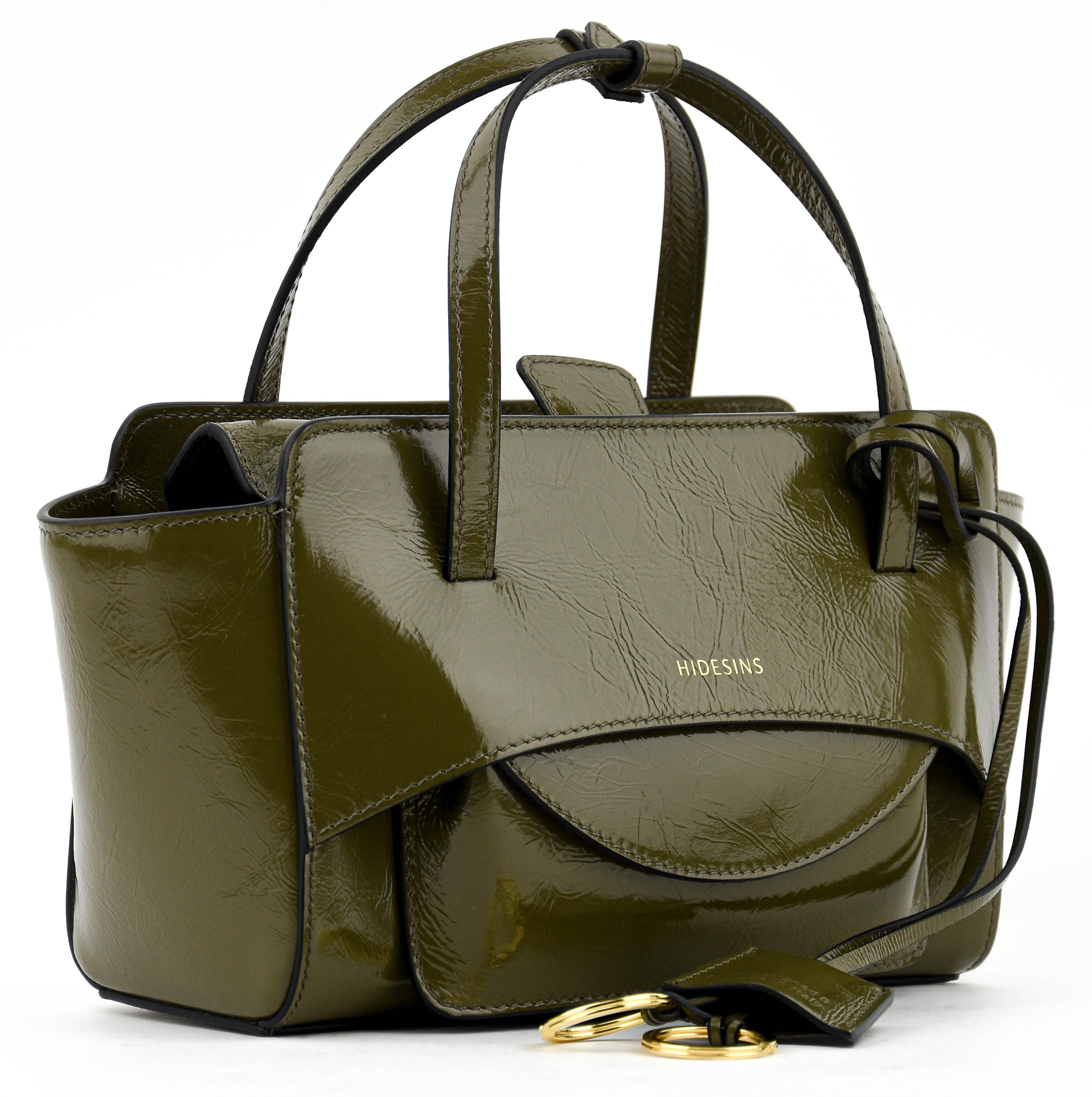 HIDESINS BAG FLAP S CRACKED GREEN