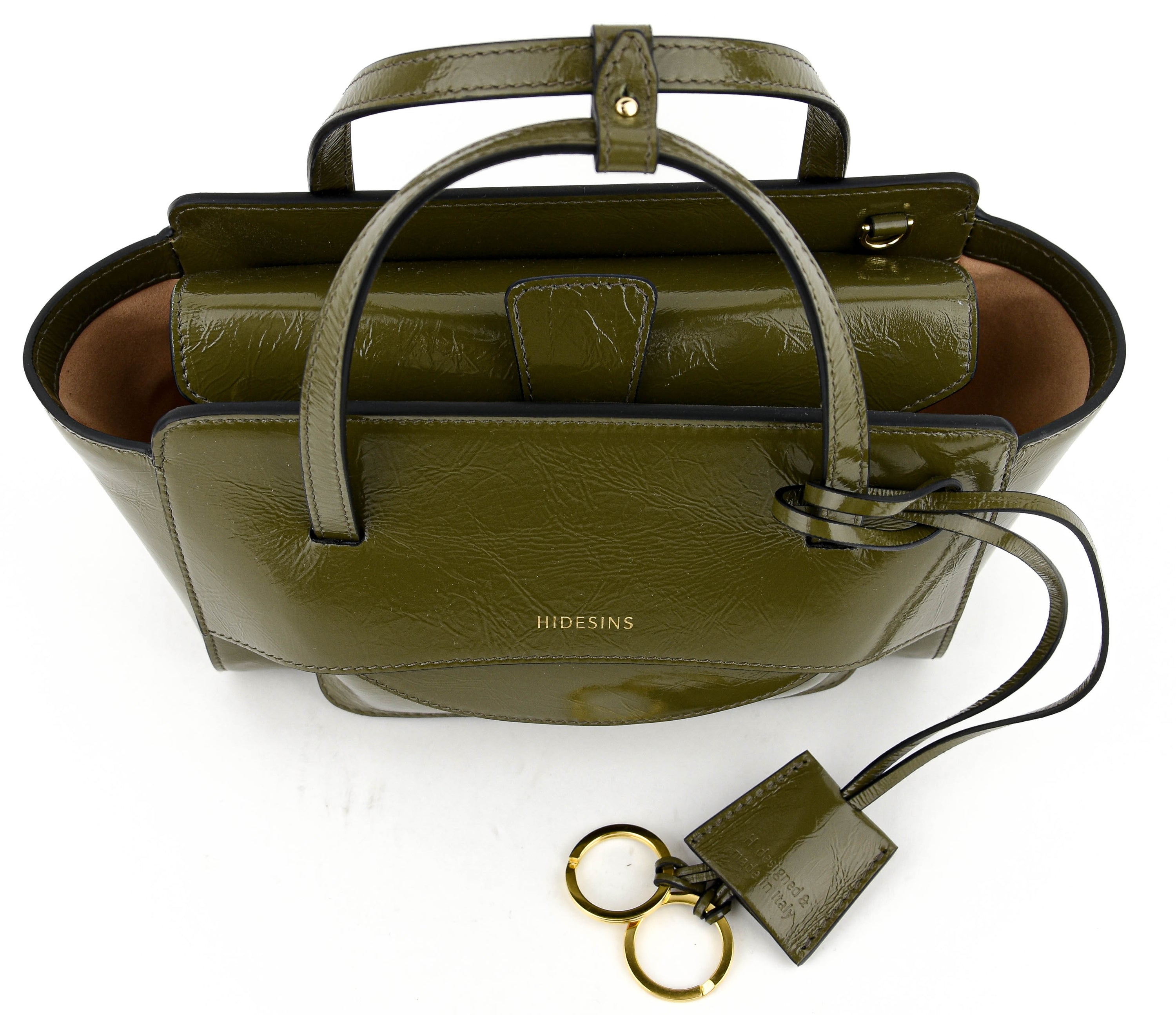 HIDESINS BAG FLAP S CRACKED GREEN