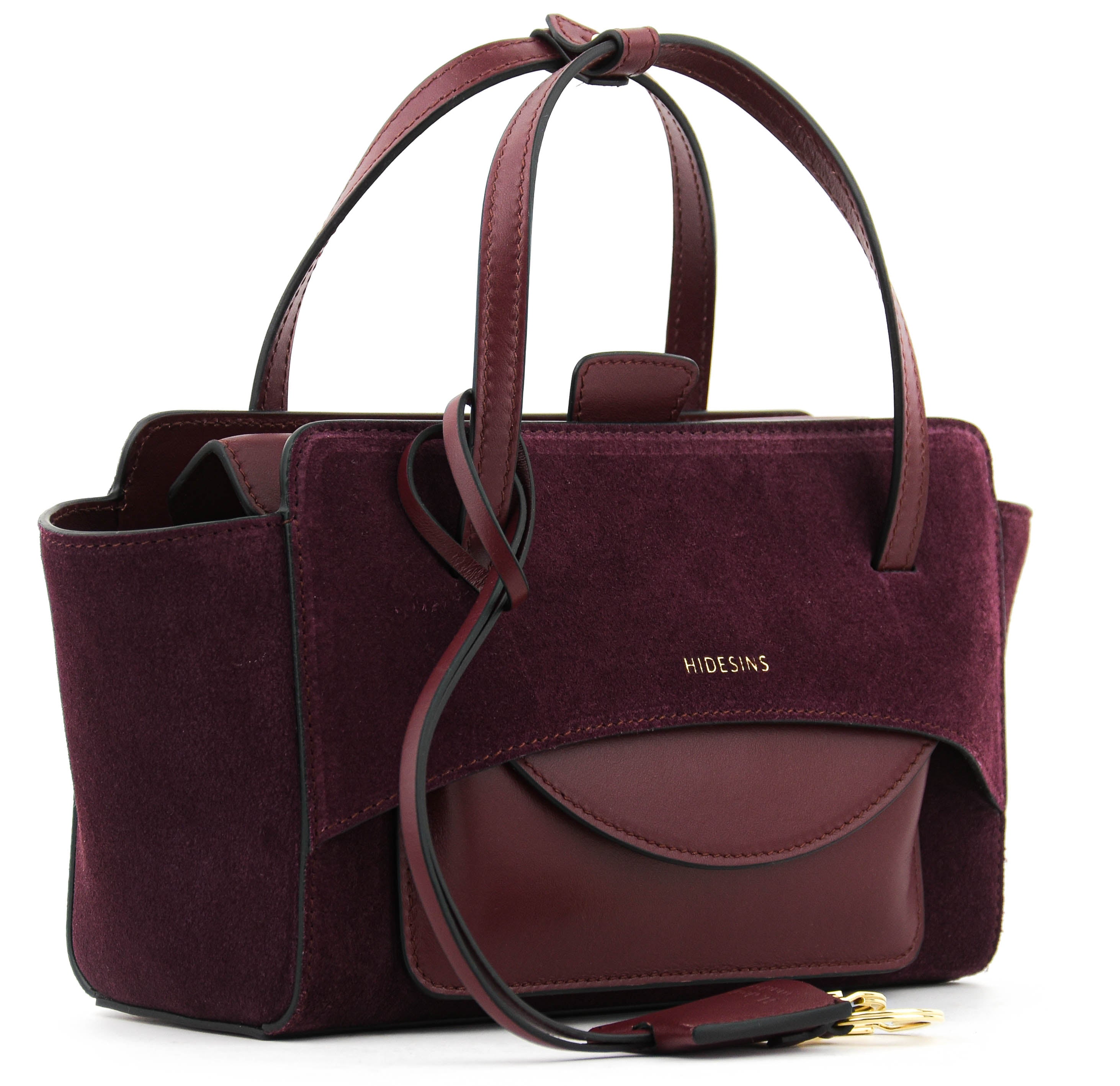 HIDESINS BAG FLAP S  PRUGNA SUEDE