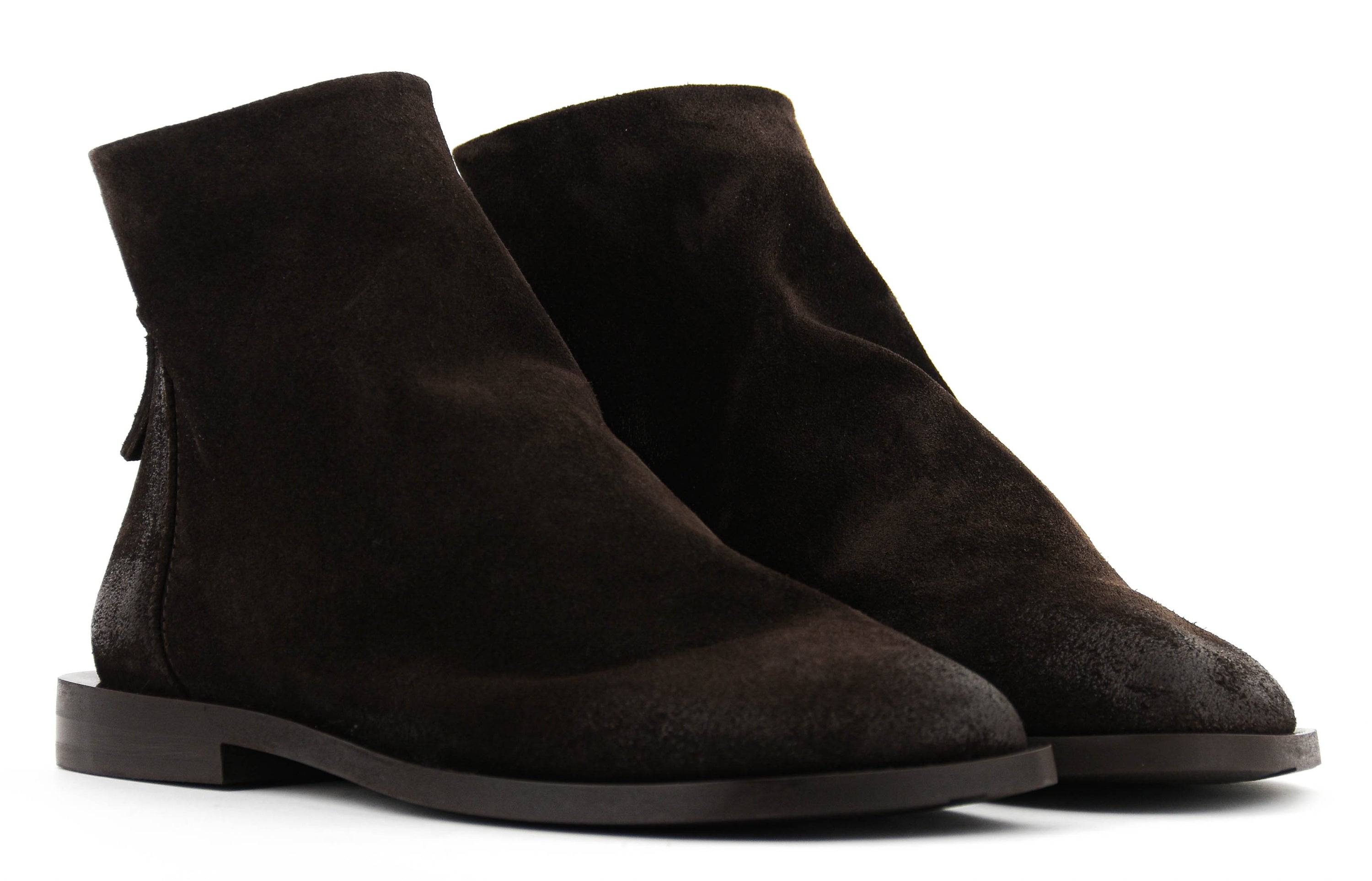 ELENA IACHI BOOTIE SHORT ASSYMETRICAL BROWN