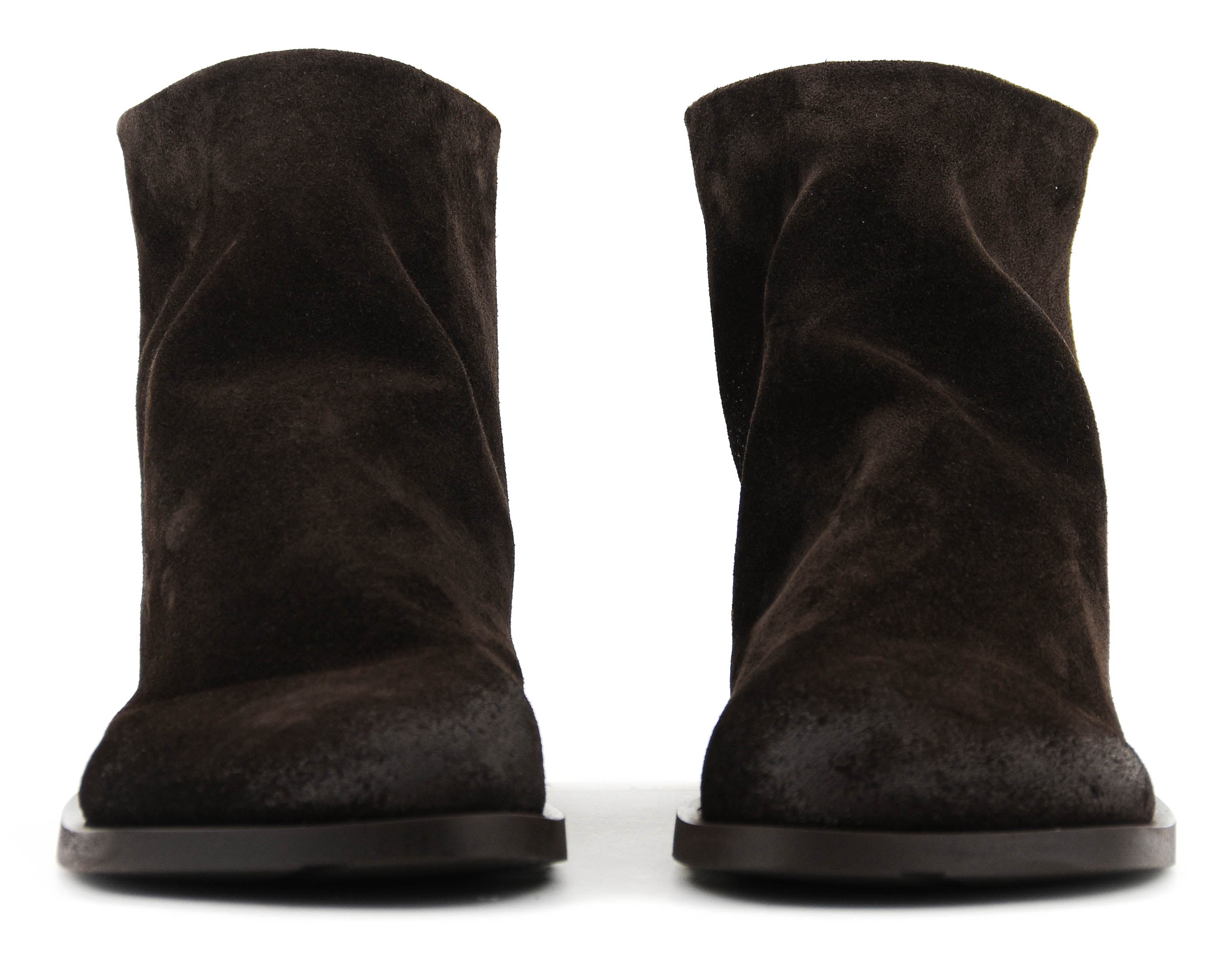 ELENA IACHI BOOTIE SHORT ASSYMETRICAL BROWN