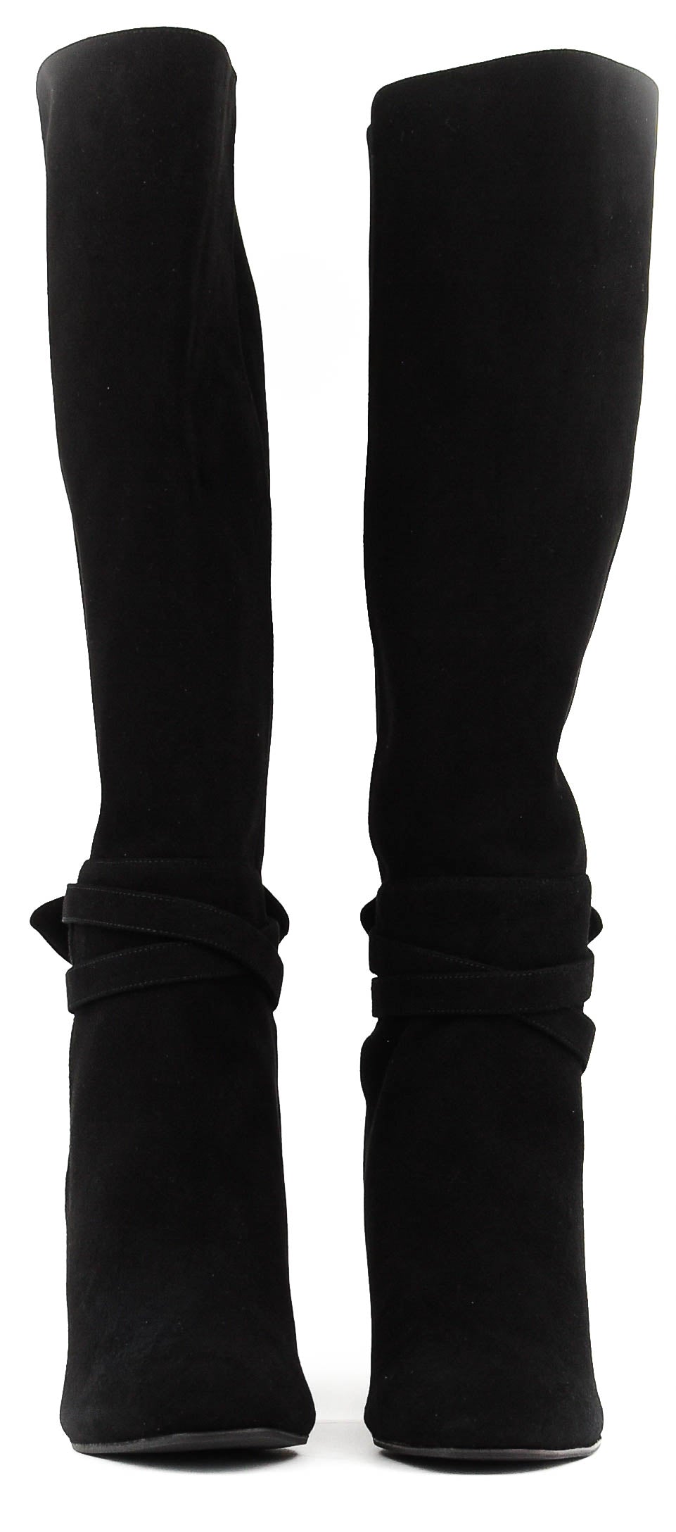 AQUAZZURA VERY BOWTIE BOOT 85 BLACK SUEDE