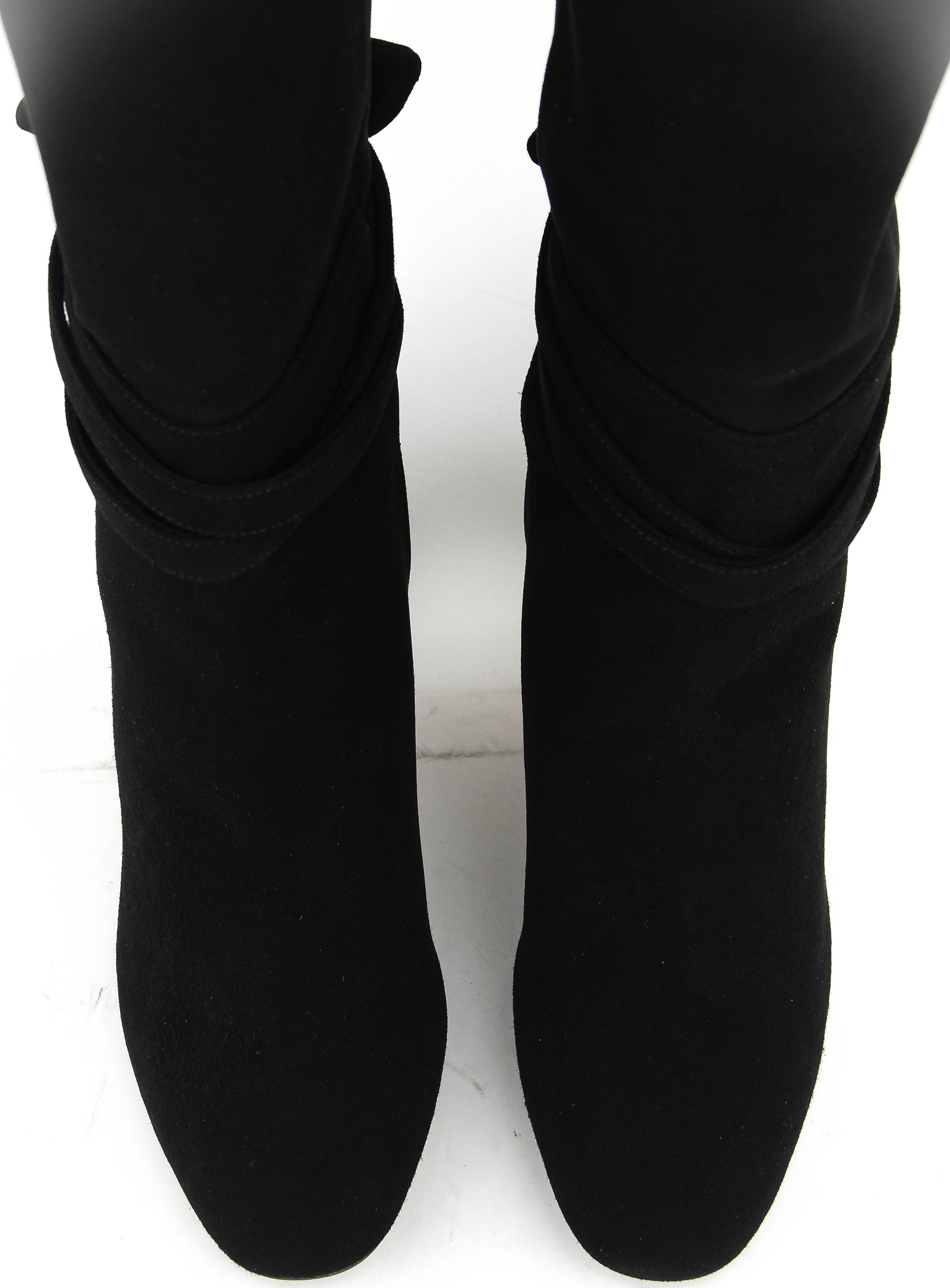 AQUAZZURA VERY BOWTIE BOOT 85 BLACK SUEDE