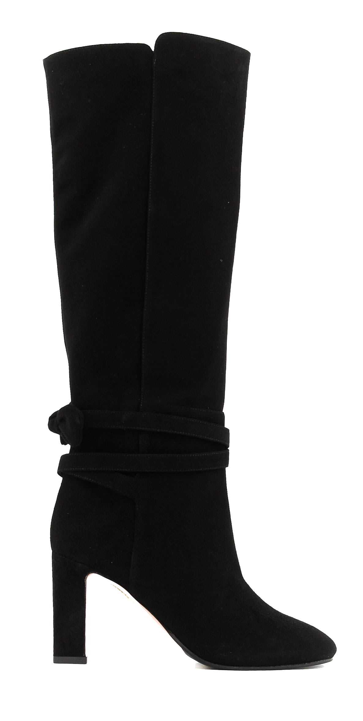 AQUAZZURA VERY BOWTIE BOOT 85 BLACK SUEDE