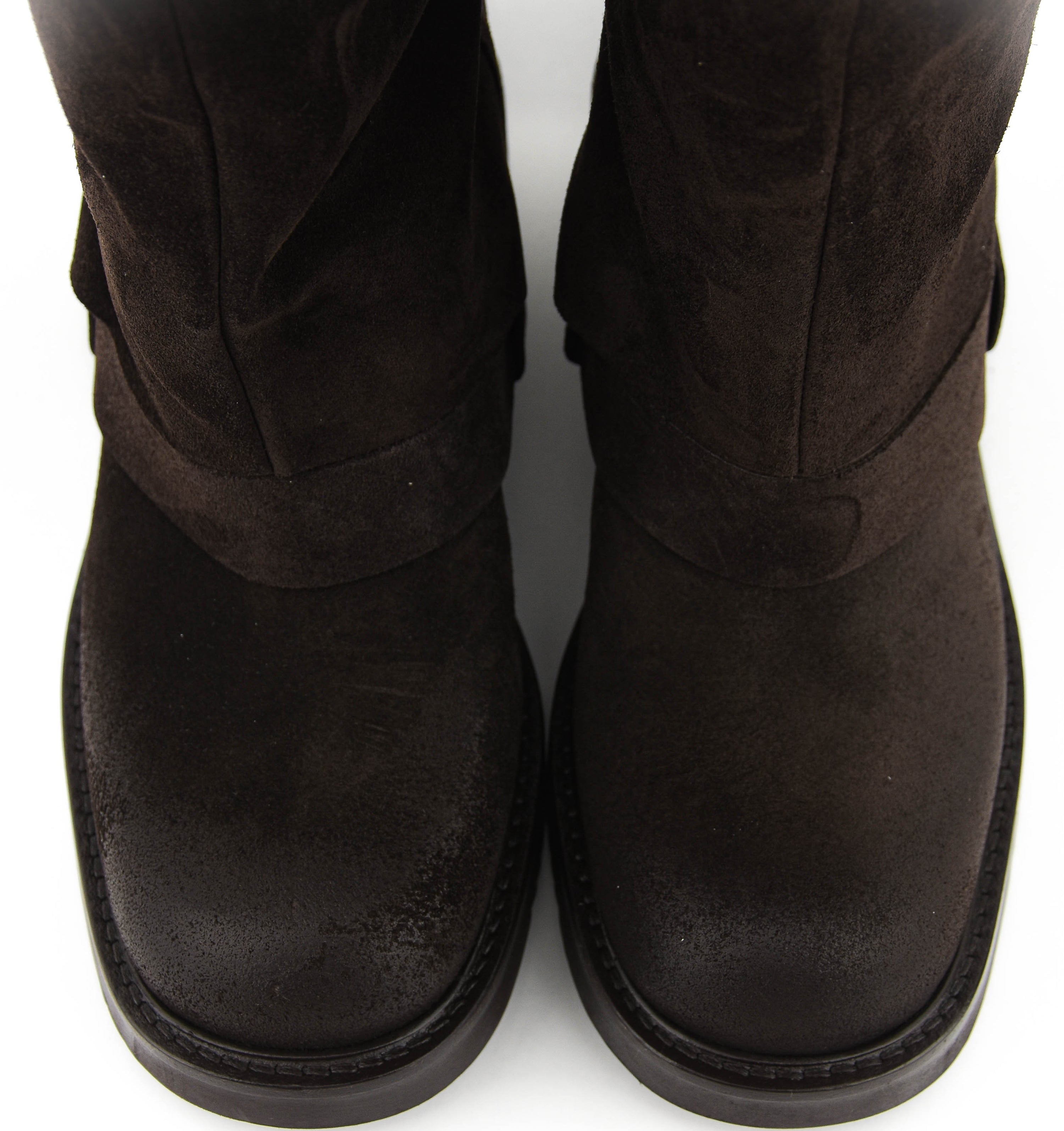 ELENA IACHI HOODED BIKER DARK BROWN SUEDE