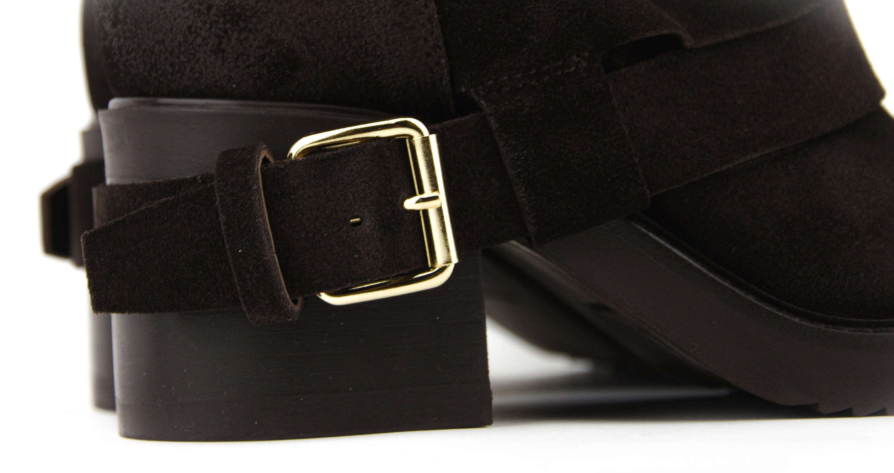 ELENA IACHI HOODED BIKER DARK BROWN SUEDE