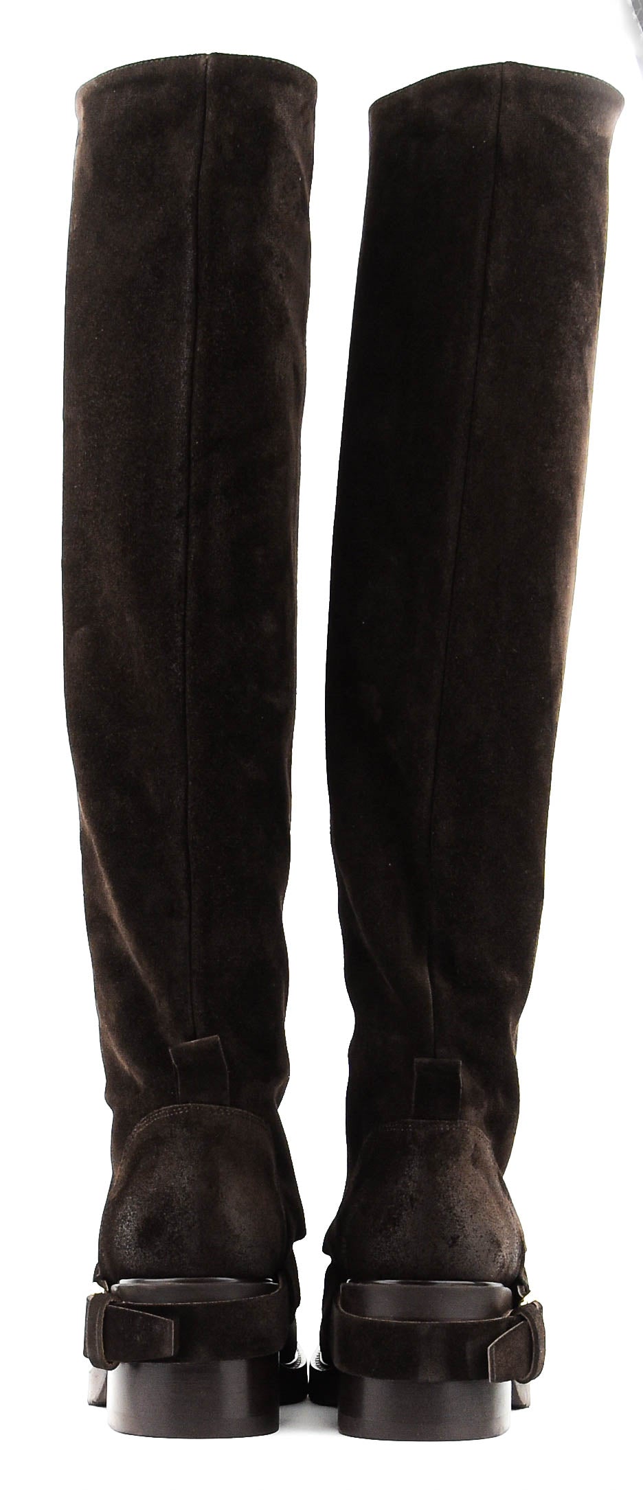 ELENA IACHI HOODED BIKER DARK BROWN SUEDE