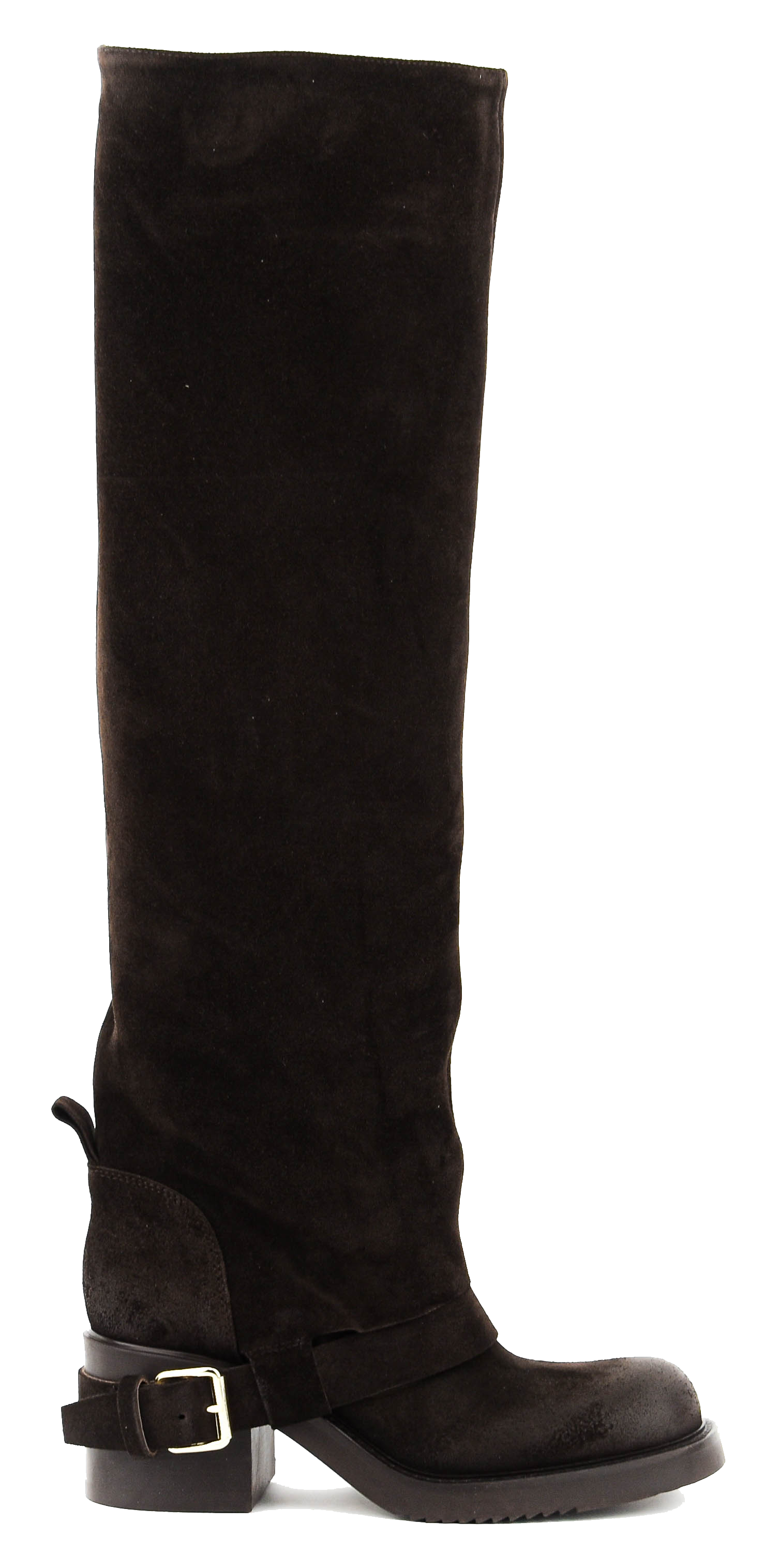 ELENA IACHI HOODED BIKER DARK BROWN SUEDE