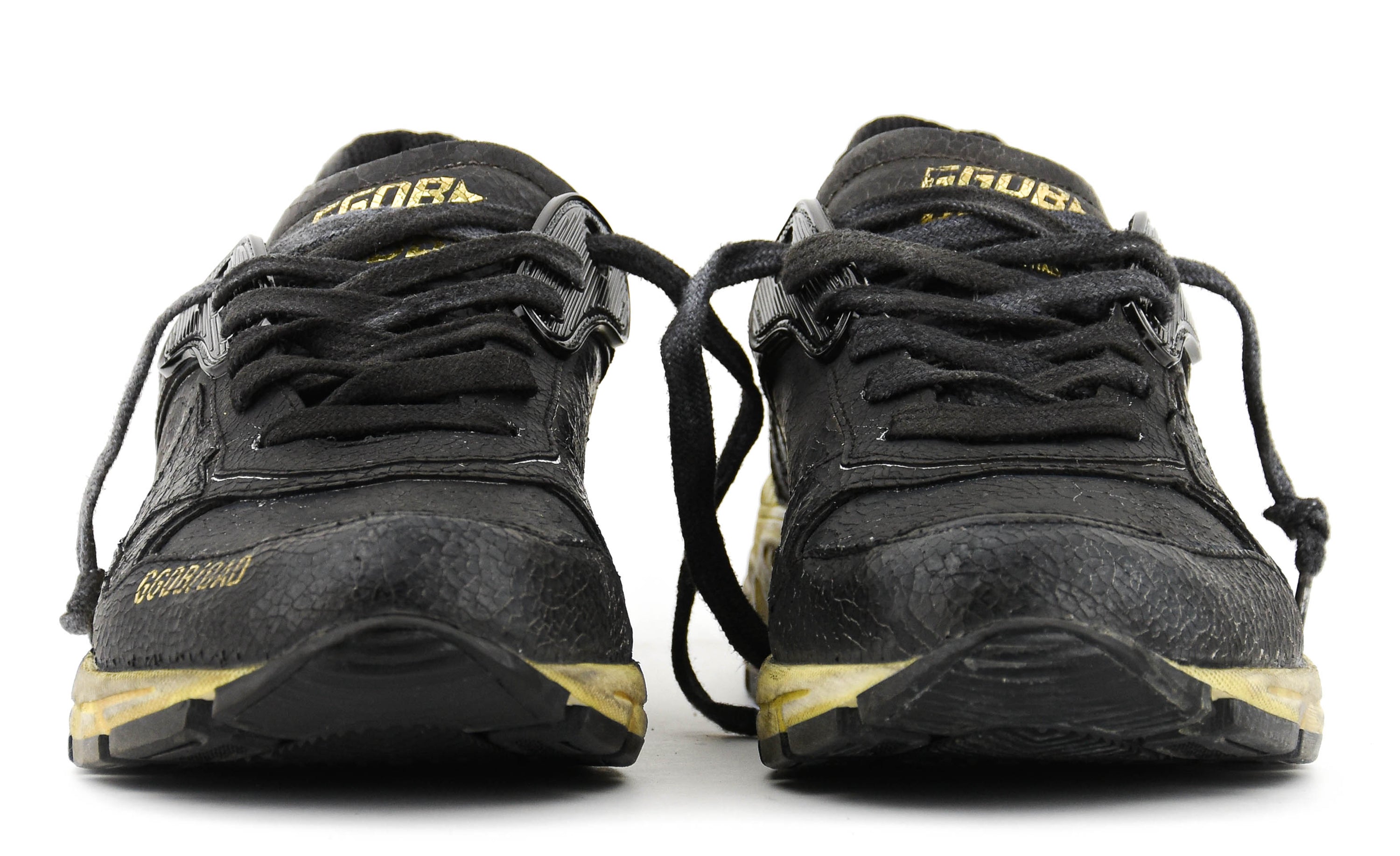 GOLDEN GOOSE RUNNING DAD CRACK LEATHER BLACK