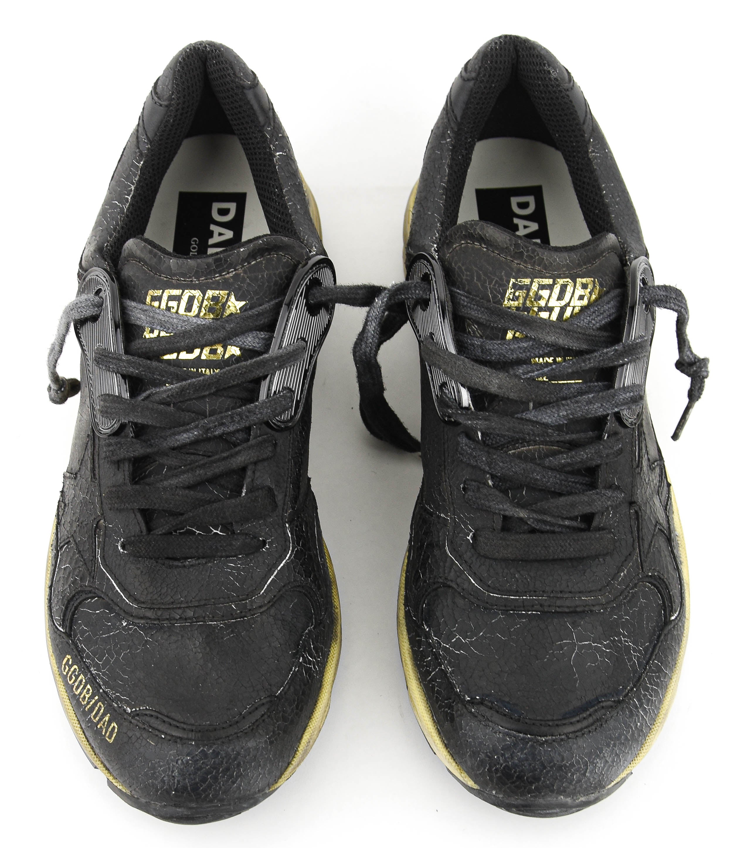 GOLDEN GOOSE RUNNING DAD CRACK LEATHER BLACK