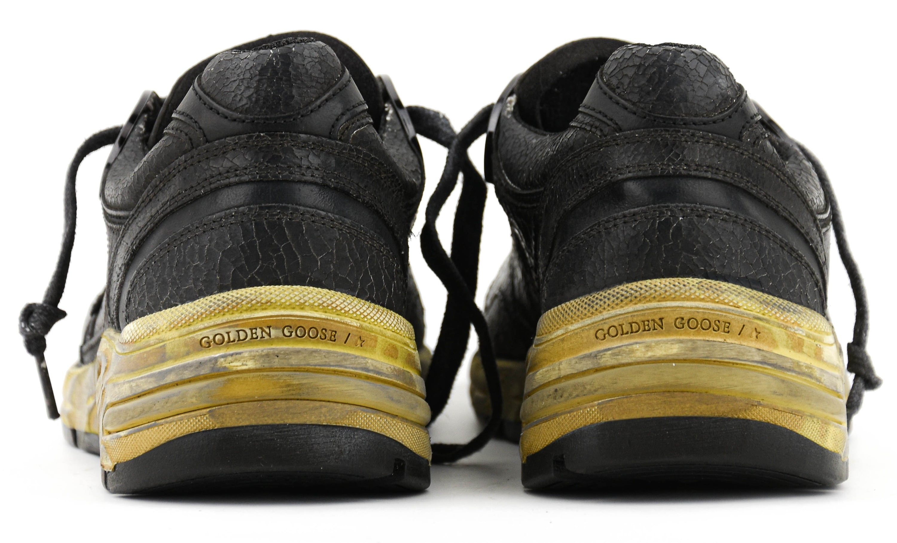 GOLDEN GOOSE RUNNING DAD CRACK LEATHER BLACK