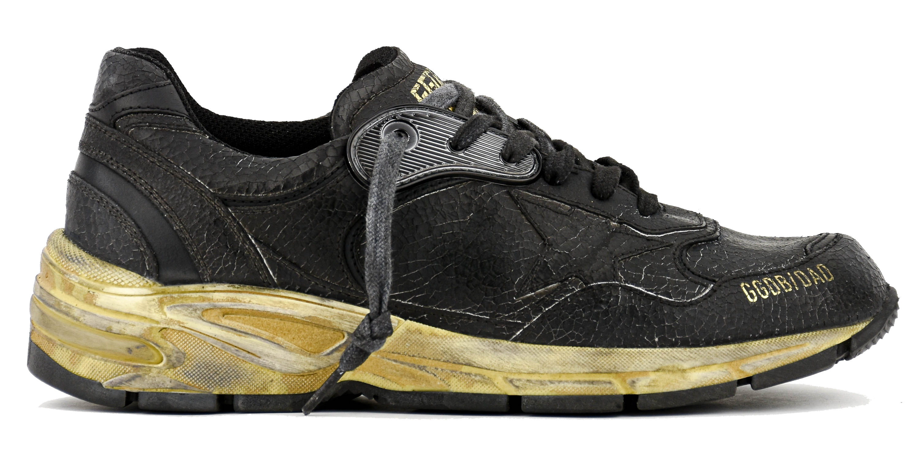 GOLDEN GOOSE RUNNING DAD CRACK LEATHER BLACK