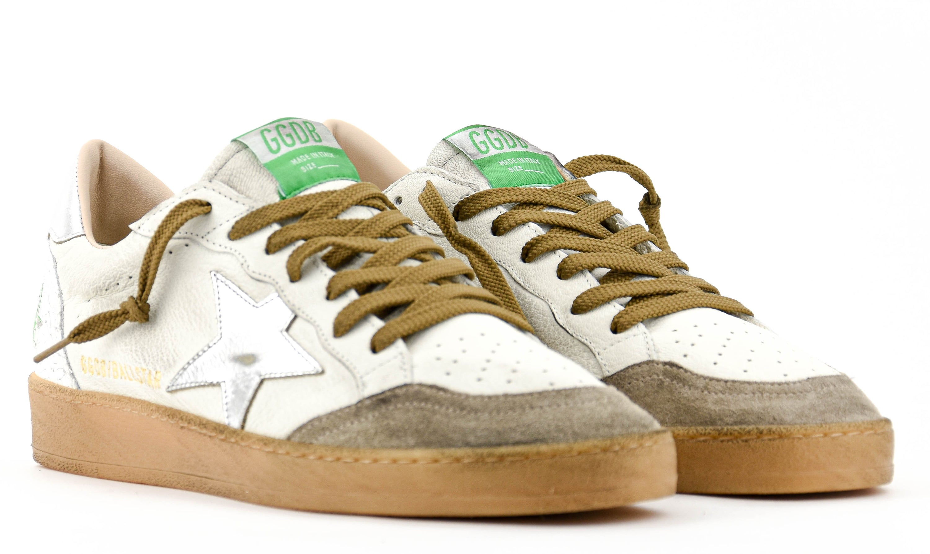 GOLDEN GOOSE BALL STAR WHITE BEIGE SILVER
