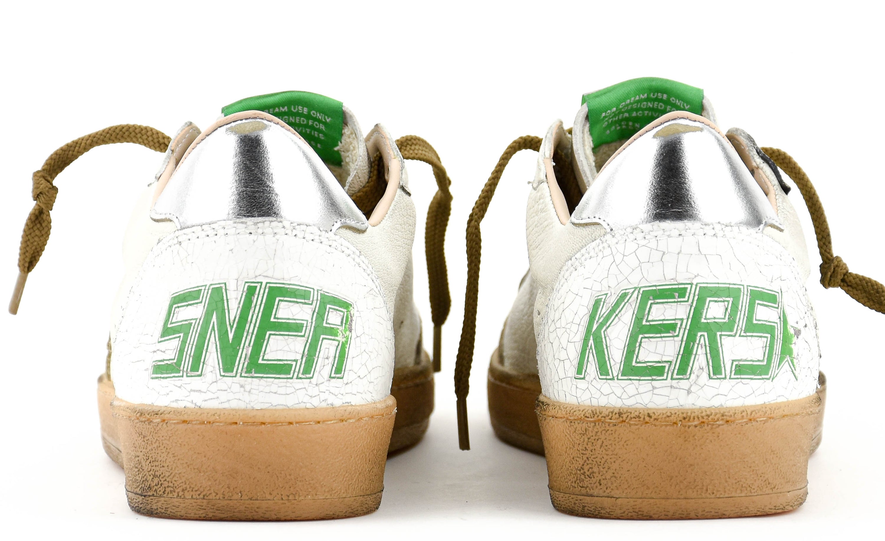 GOLDEN GOOSE BALL STAR WHITE BEIGE SILVER