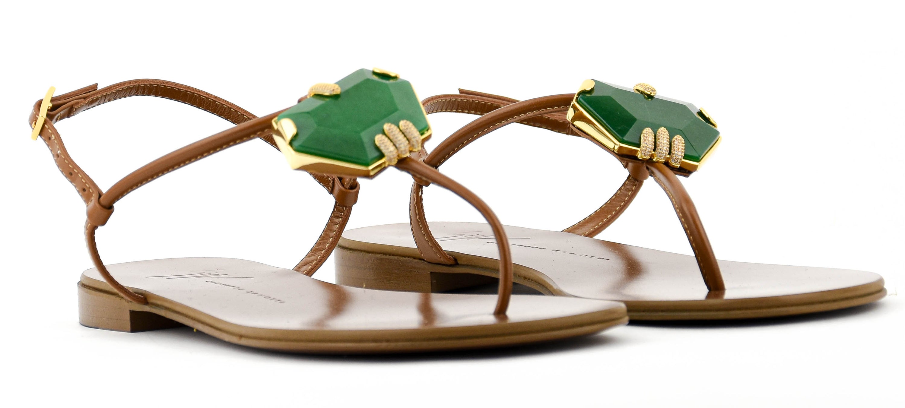 GIUSEPPE ZANOTTI GANASS FLAT TAN/GREEN